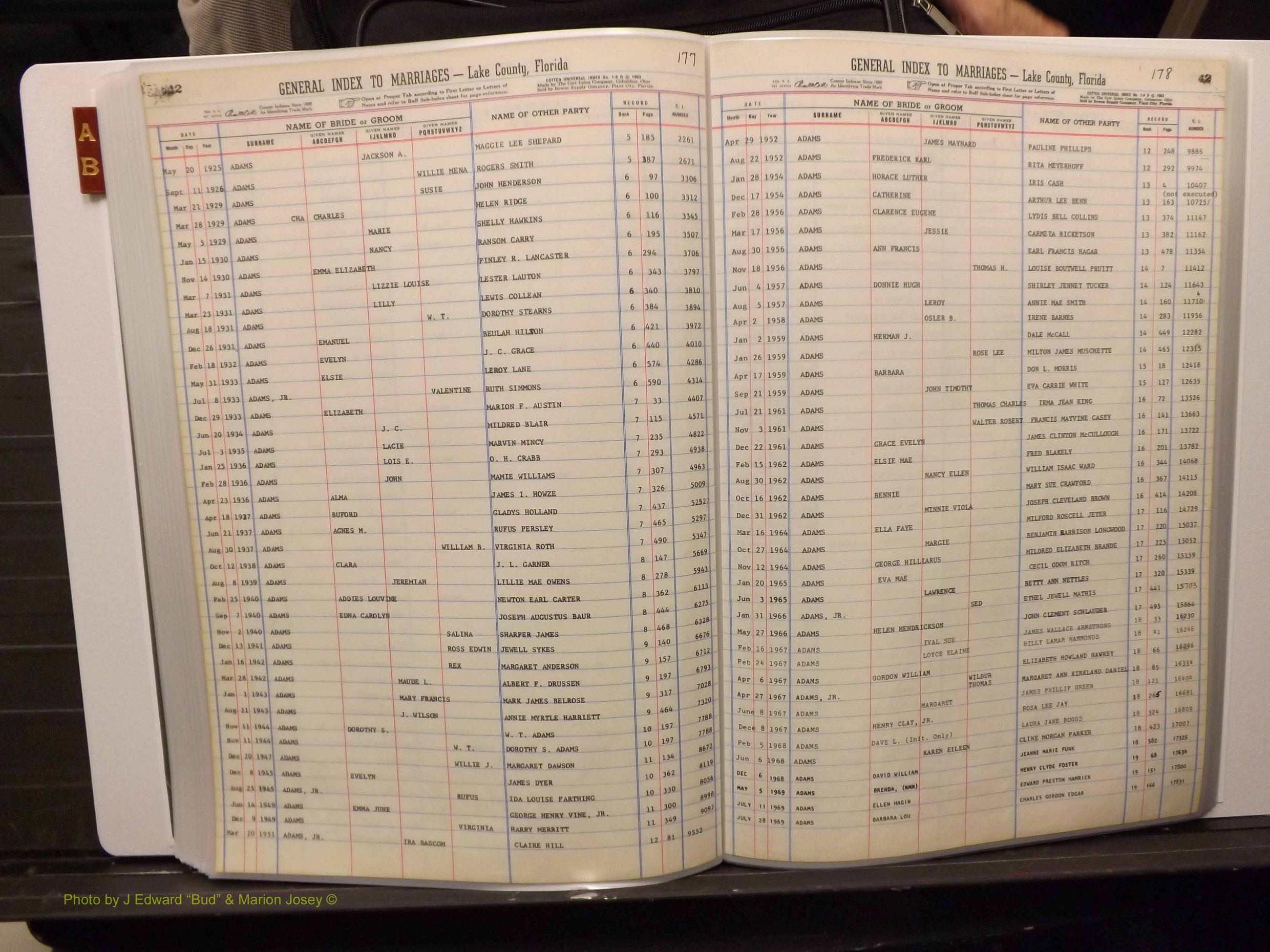 Lake Co, FL Marriage Index A-B, 1889-1986 (195).JPG