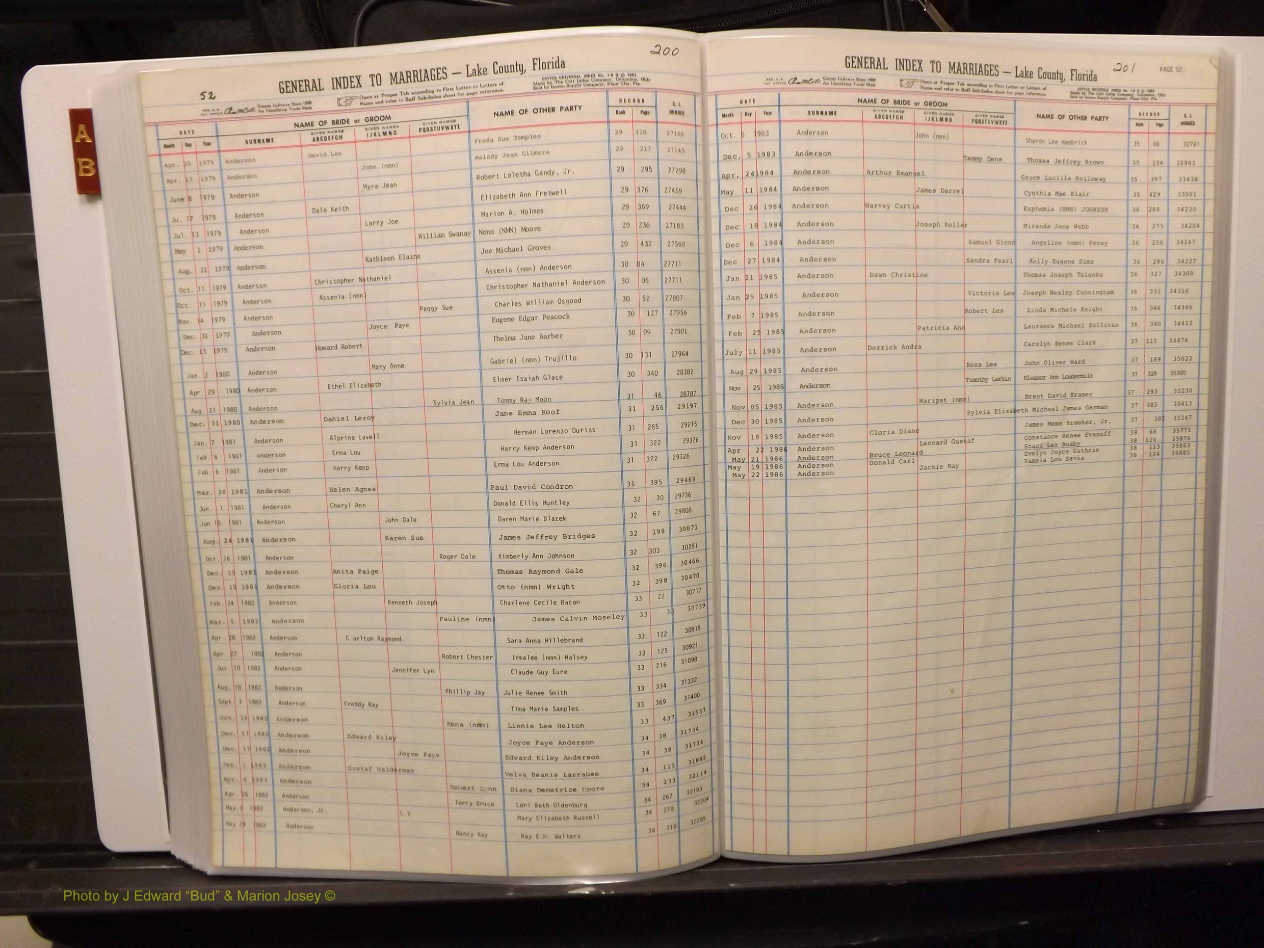 Lake Co, FL Marriage Index A-B, 1889-1986 (208).JPG