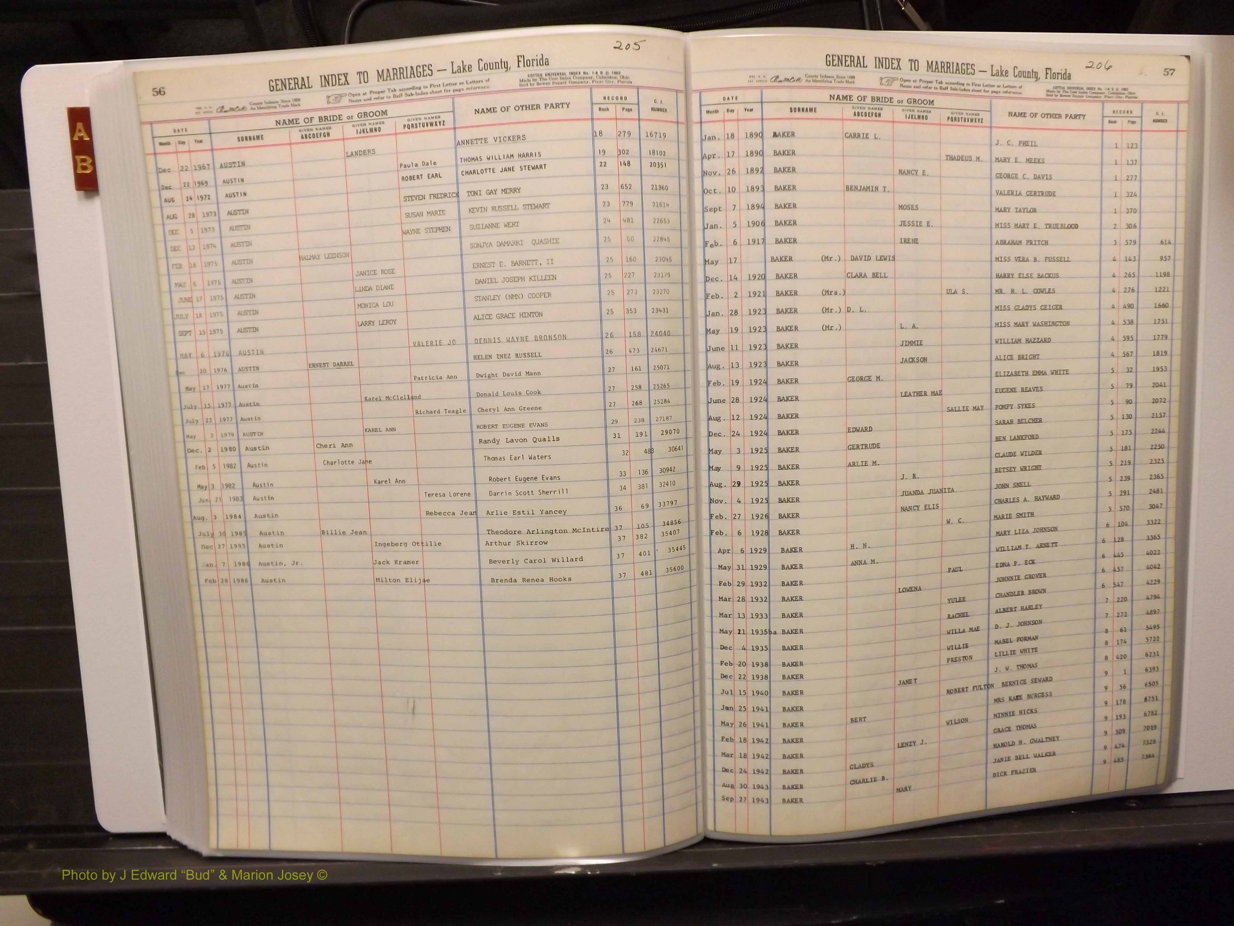 Lake Co, FL Marriage Index A-B, 1889-1986 (211).JPG