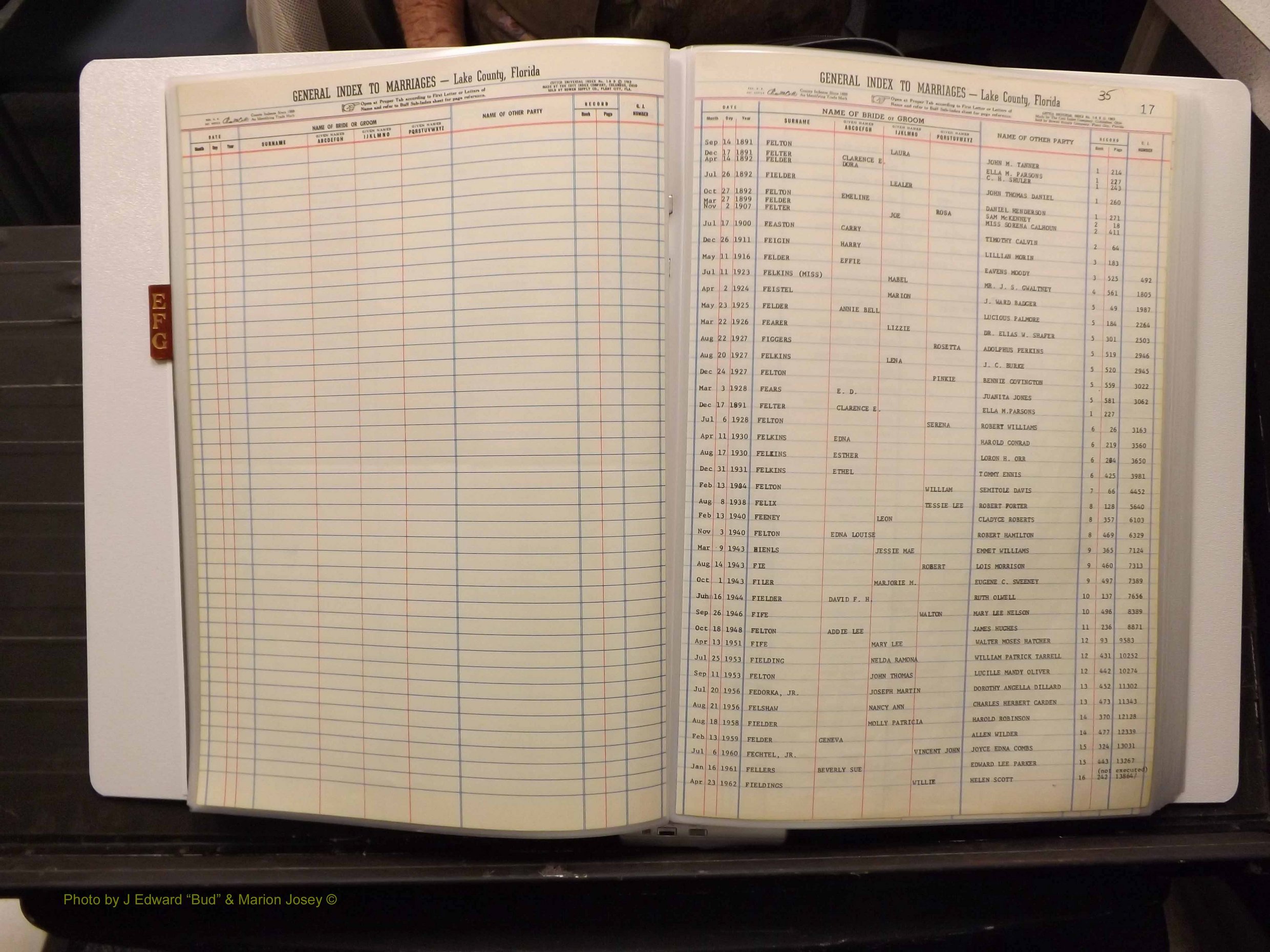 Lake Co, FL Marriage Index E-F-G, 1889-1986 (121).JPG