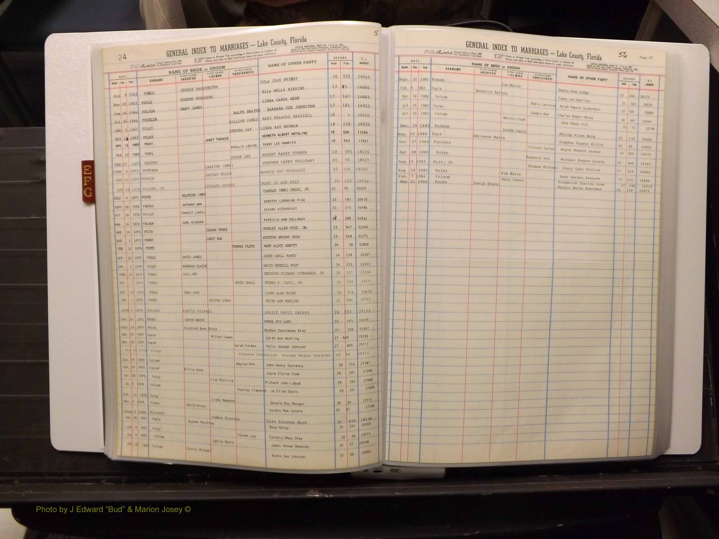 Lake Co, FL Marriage Index E-F-G, 1889-1986 (132).JPG