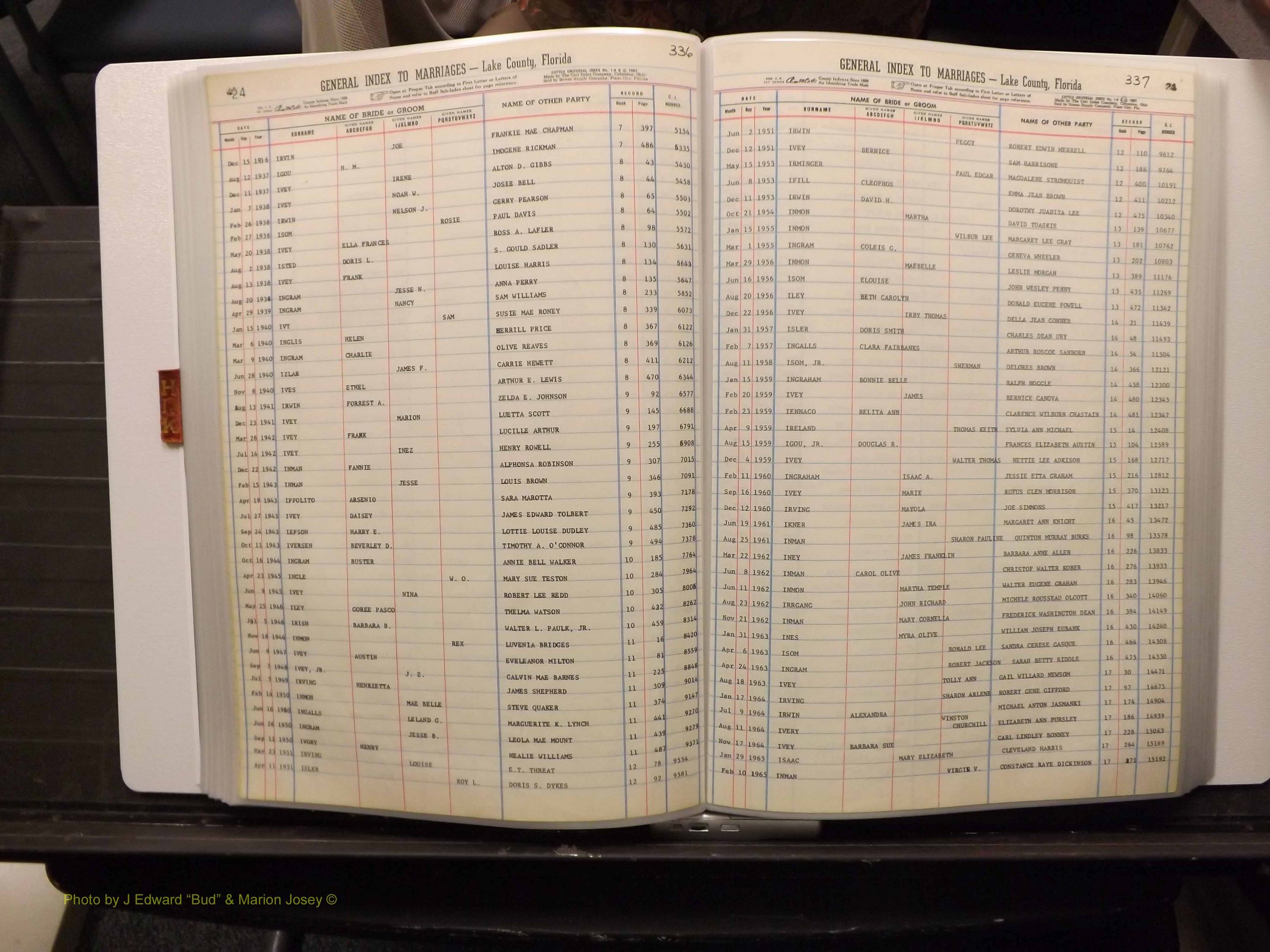 Lake Co, FL Marriage Index H-I-J-K, 1889-1986 (170).JPG