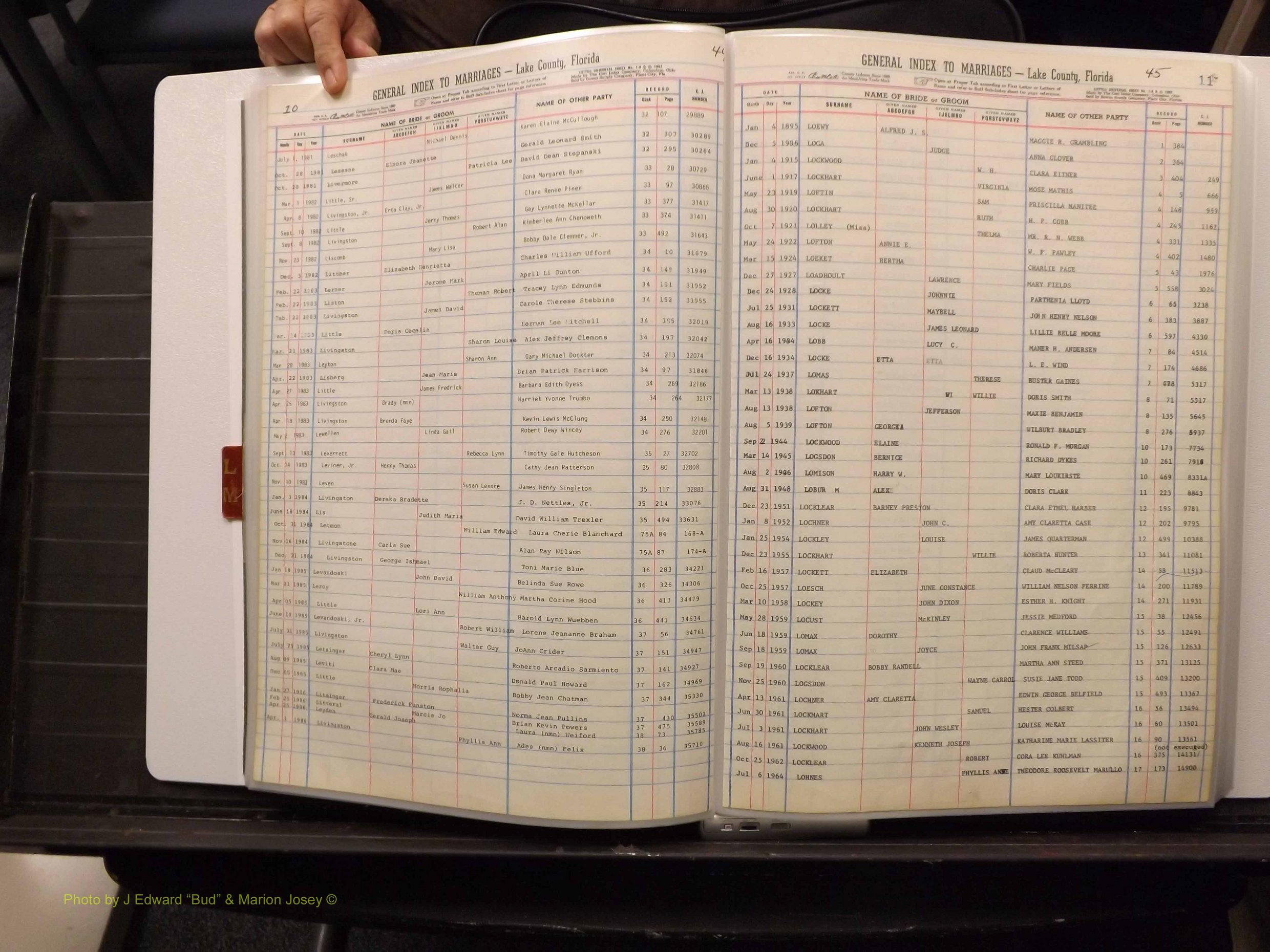 Lake Co, FL Marriage Index L-M, 1889-1986 (125).JPG