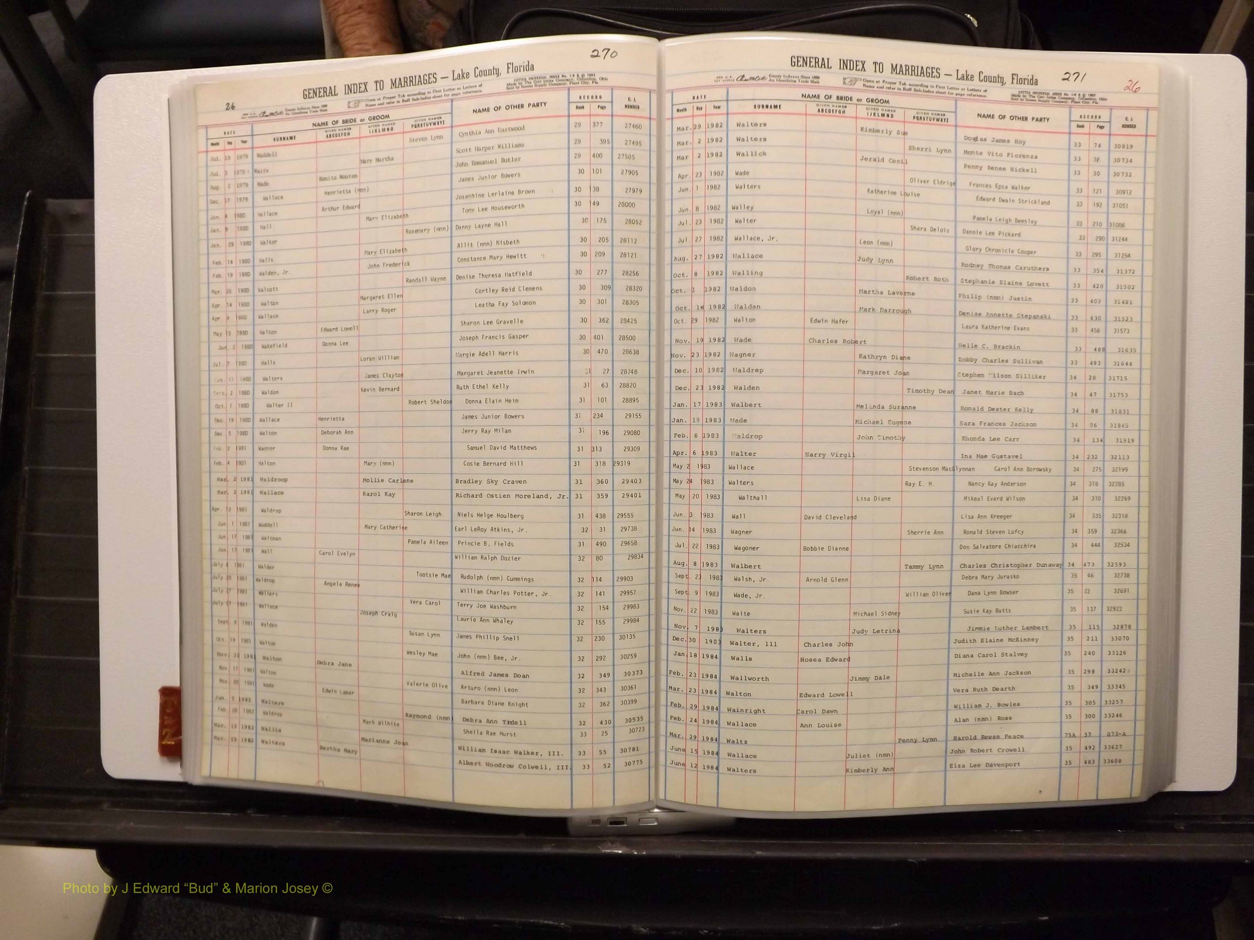 Lake Co, FL Marriage Index T-Z, 1889-1986 (141).JPG