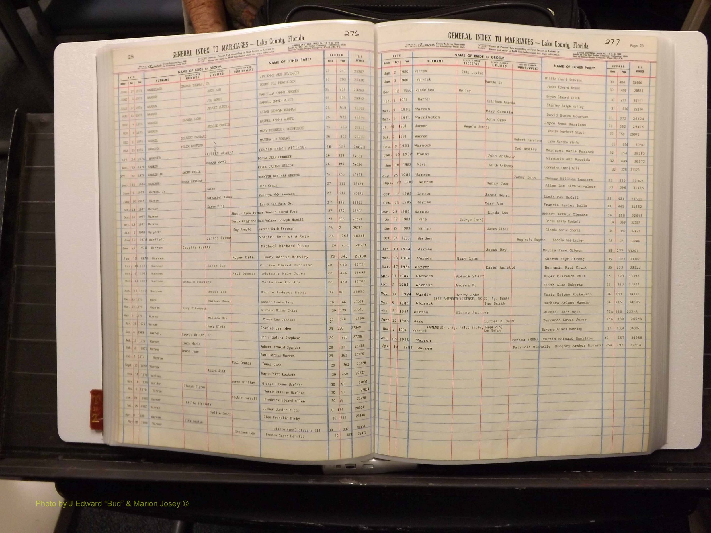 Lake Co, FL Marriage Index T-Z, 1889-1986 (144).JPG