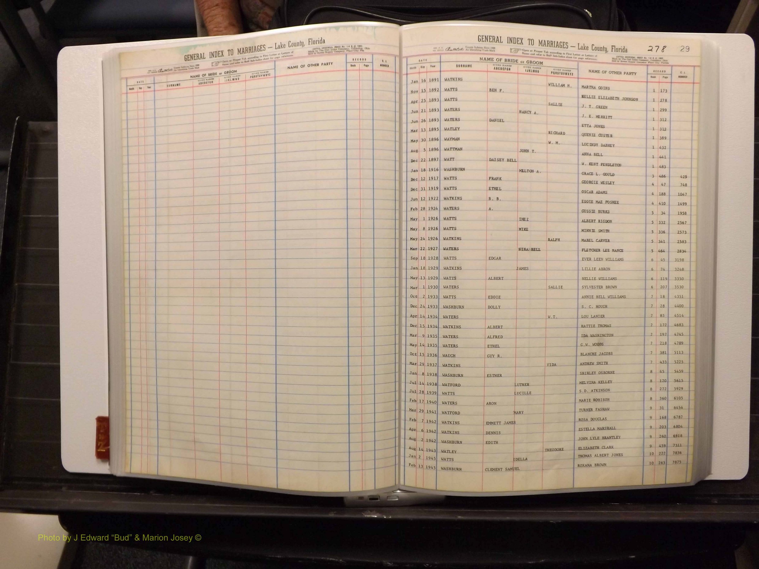 Lake Co, FL Marriage Index T-Z, 1889-1986 (145).JPG