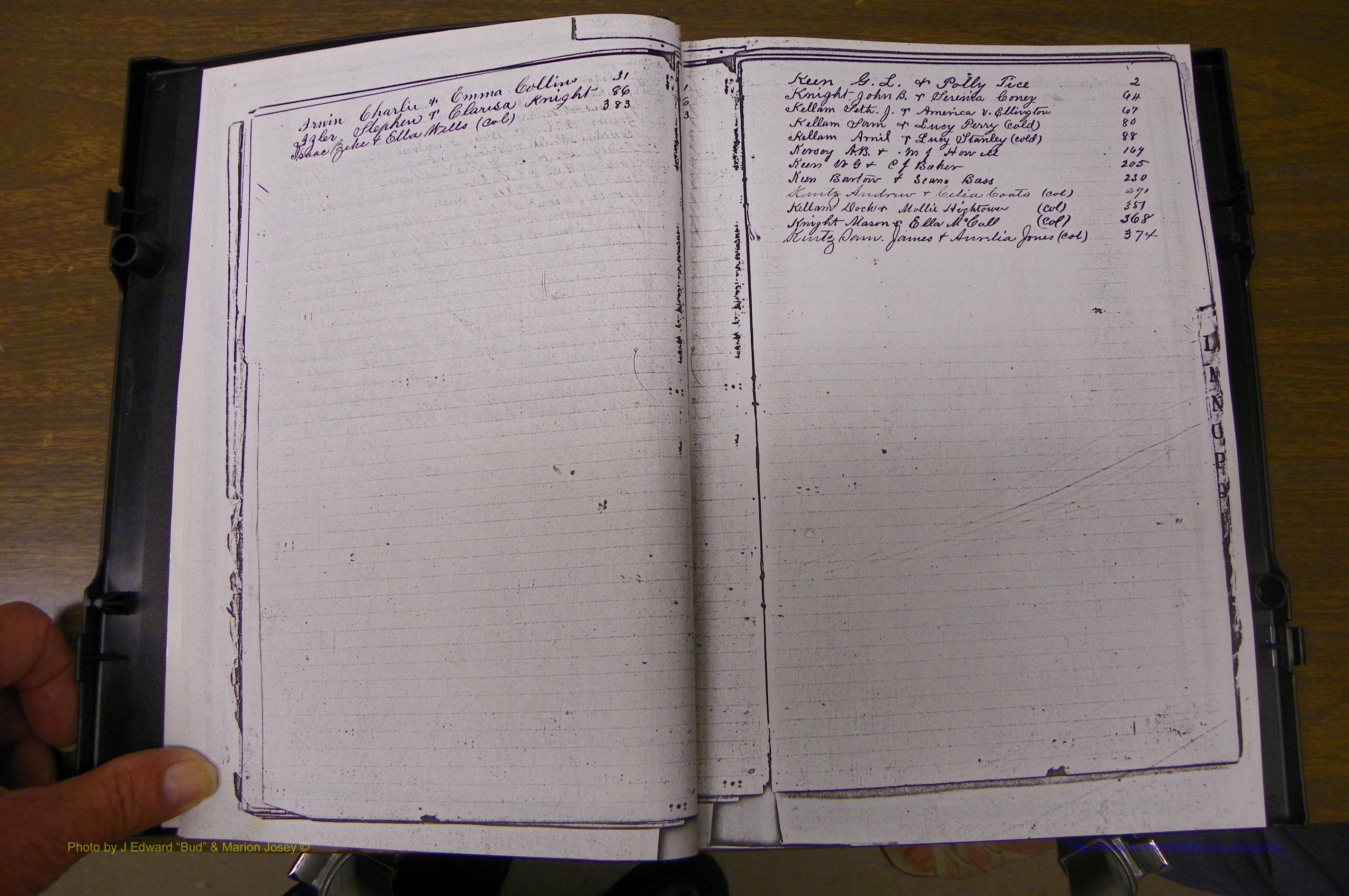 Laurens Co, GA, Marriages 1879 - 1886, Index I & K.JPG