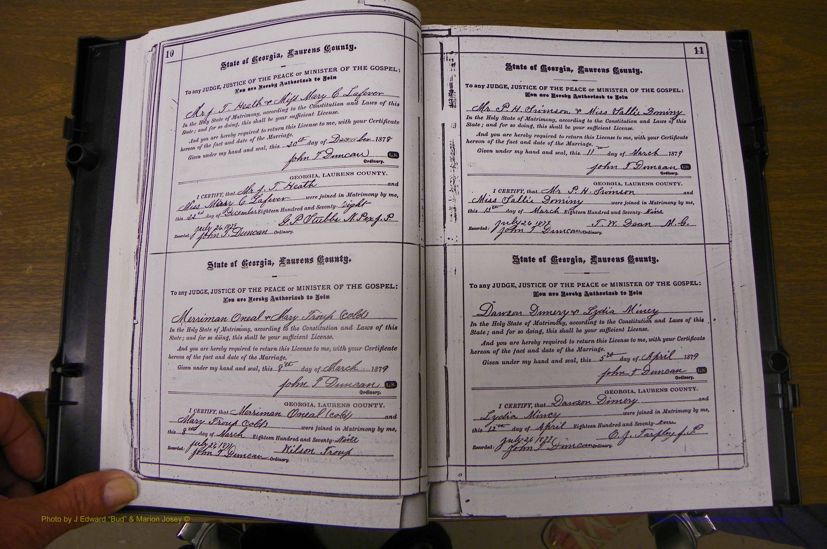 Laurens Co, GA, Marriages 1879 - 1886, P 010-011.JPG