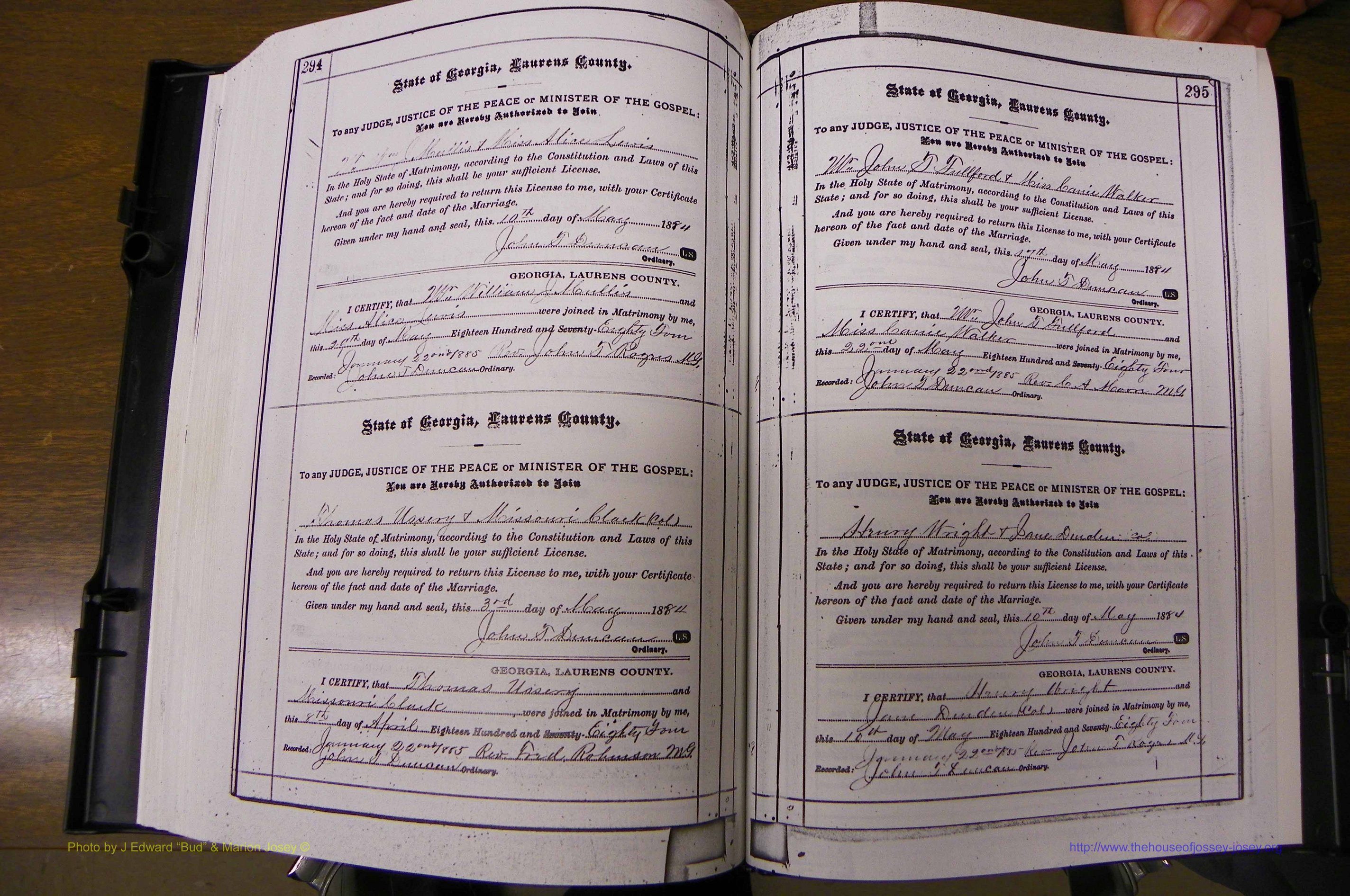Laurens Co, GA, Marriages 1879 - 1886, P 294-295.JPG
