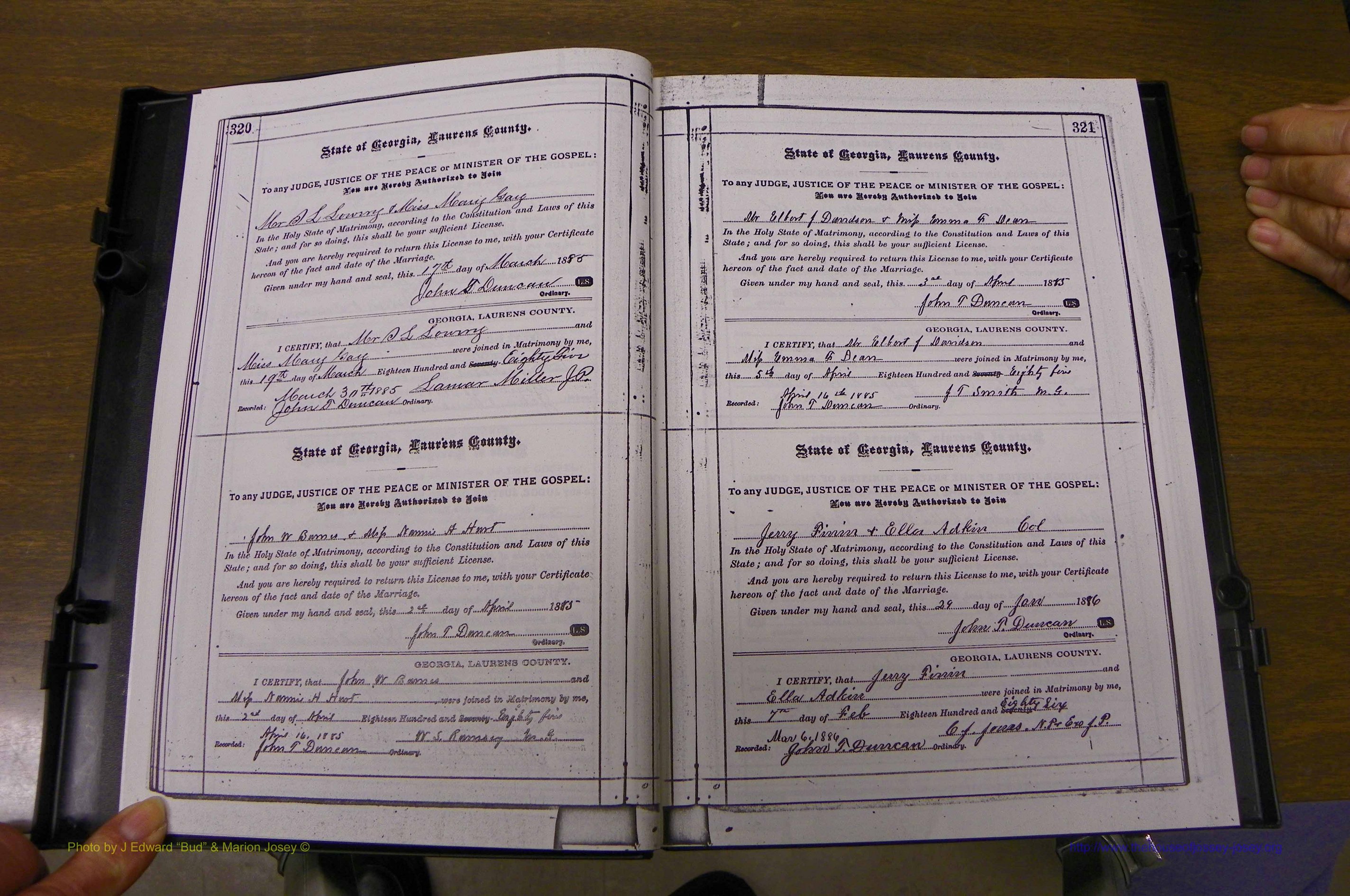 Laurens Co, GA, Marriages 1879 - 1886, P 320-321.JPG