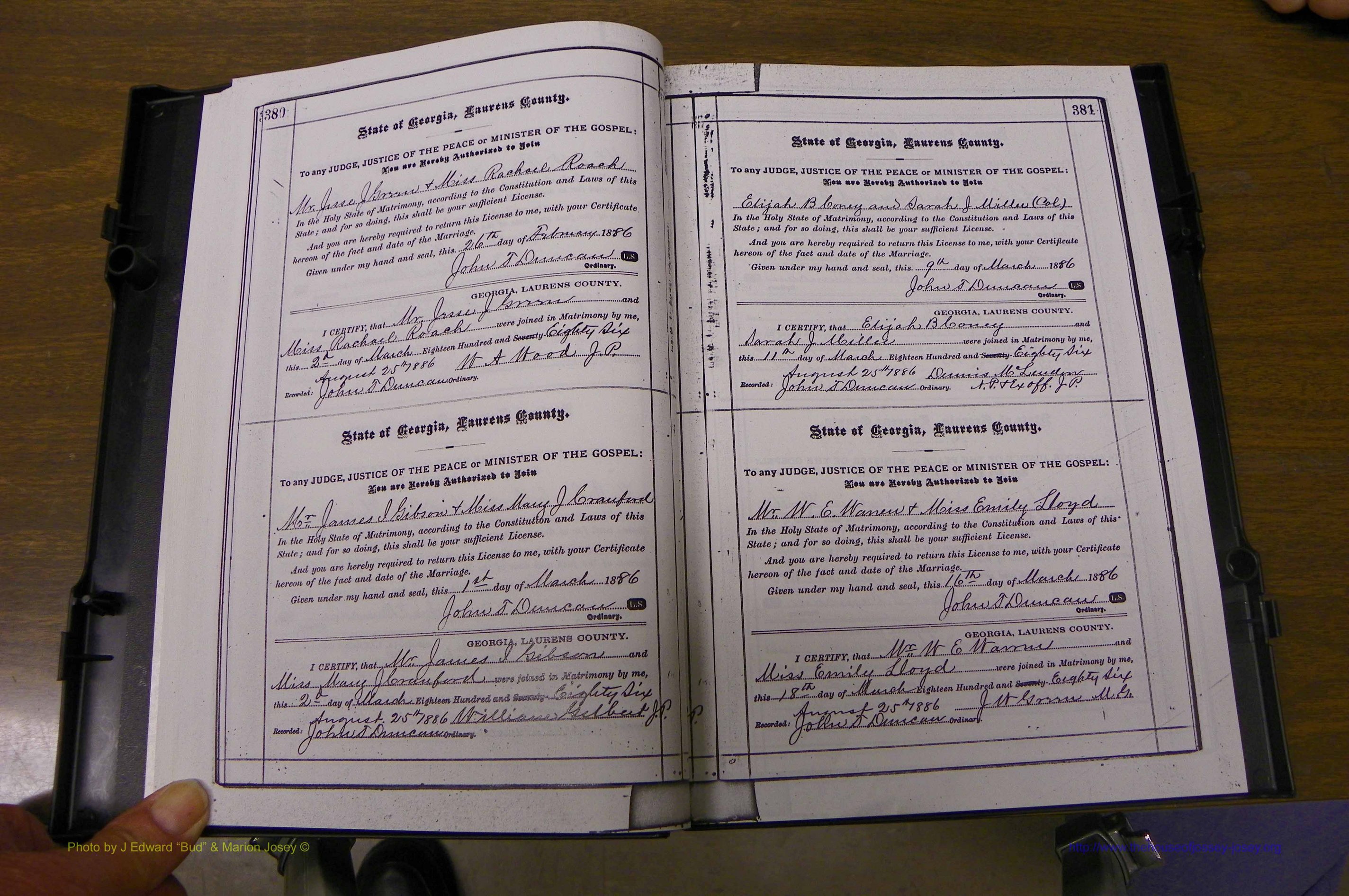 Laurens Co, GA, Marriages 1879 - 1886, P 380-381.JPG