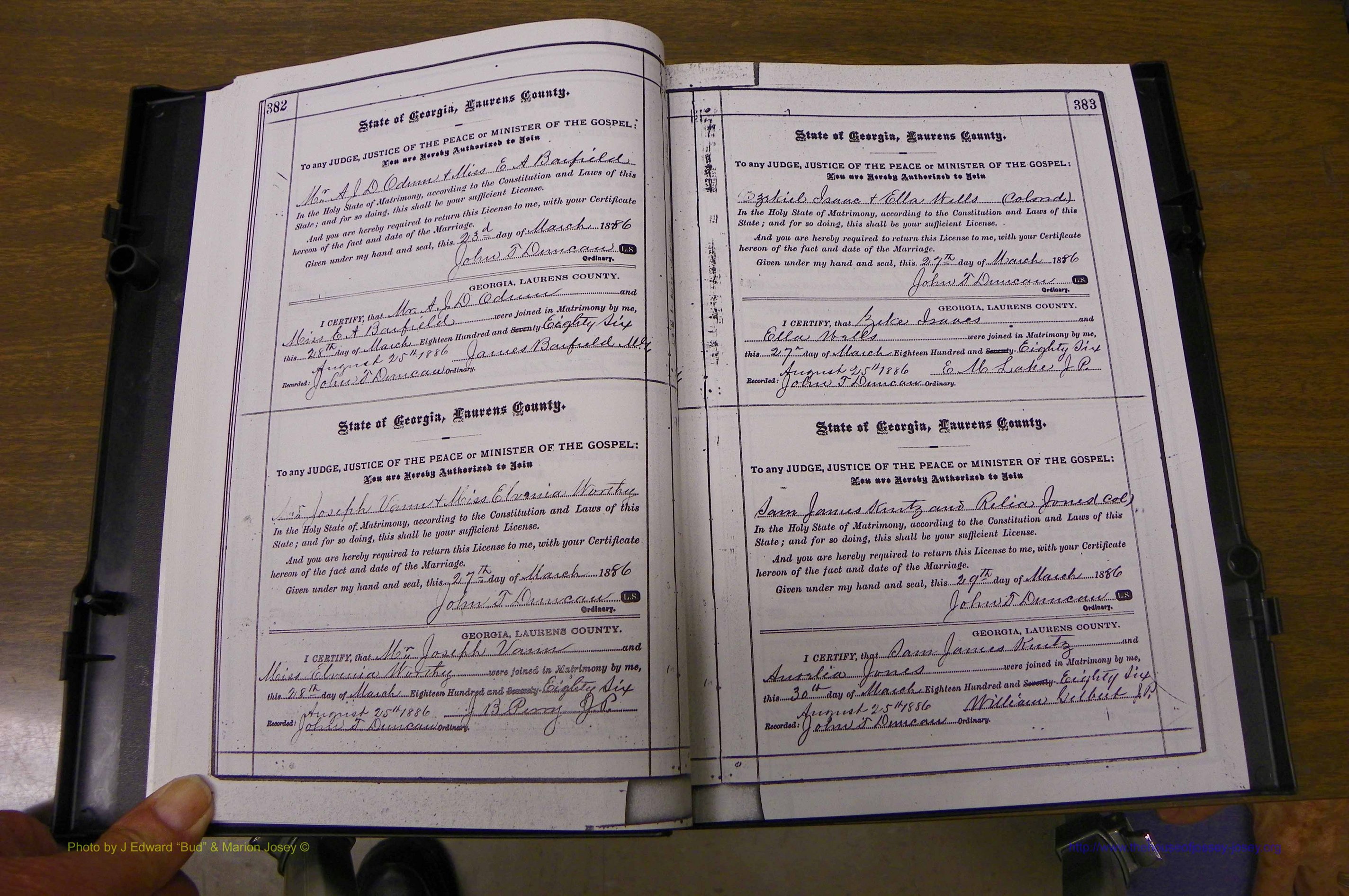 Laurens Co, GA, Marriages 1879 - 1886, P 382-383.JPG