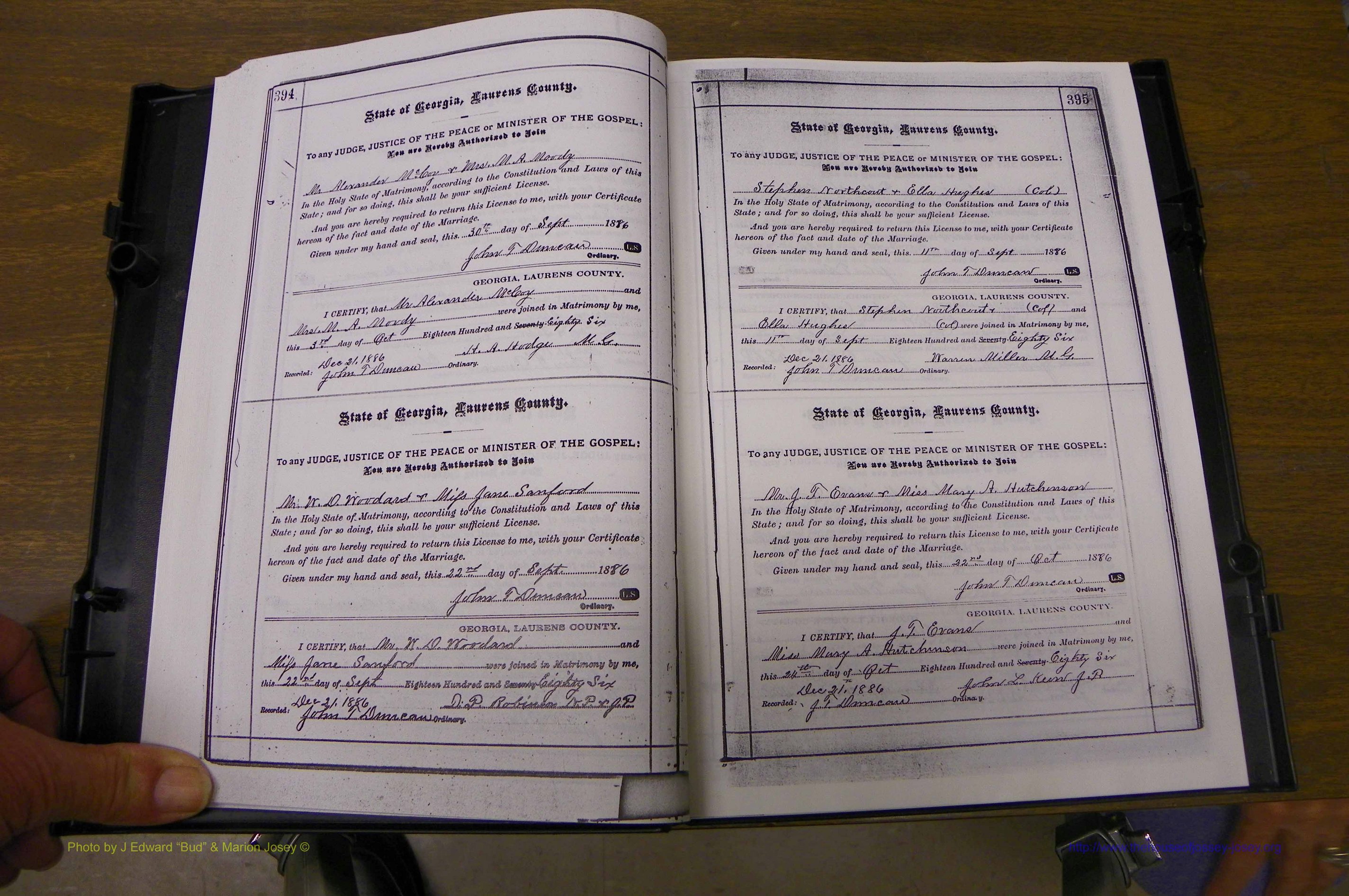 Laurens Co, GA, Marriages 1879 - 1886, P 394-395.JPG