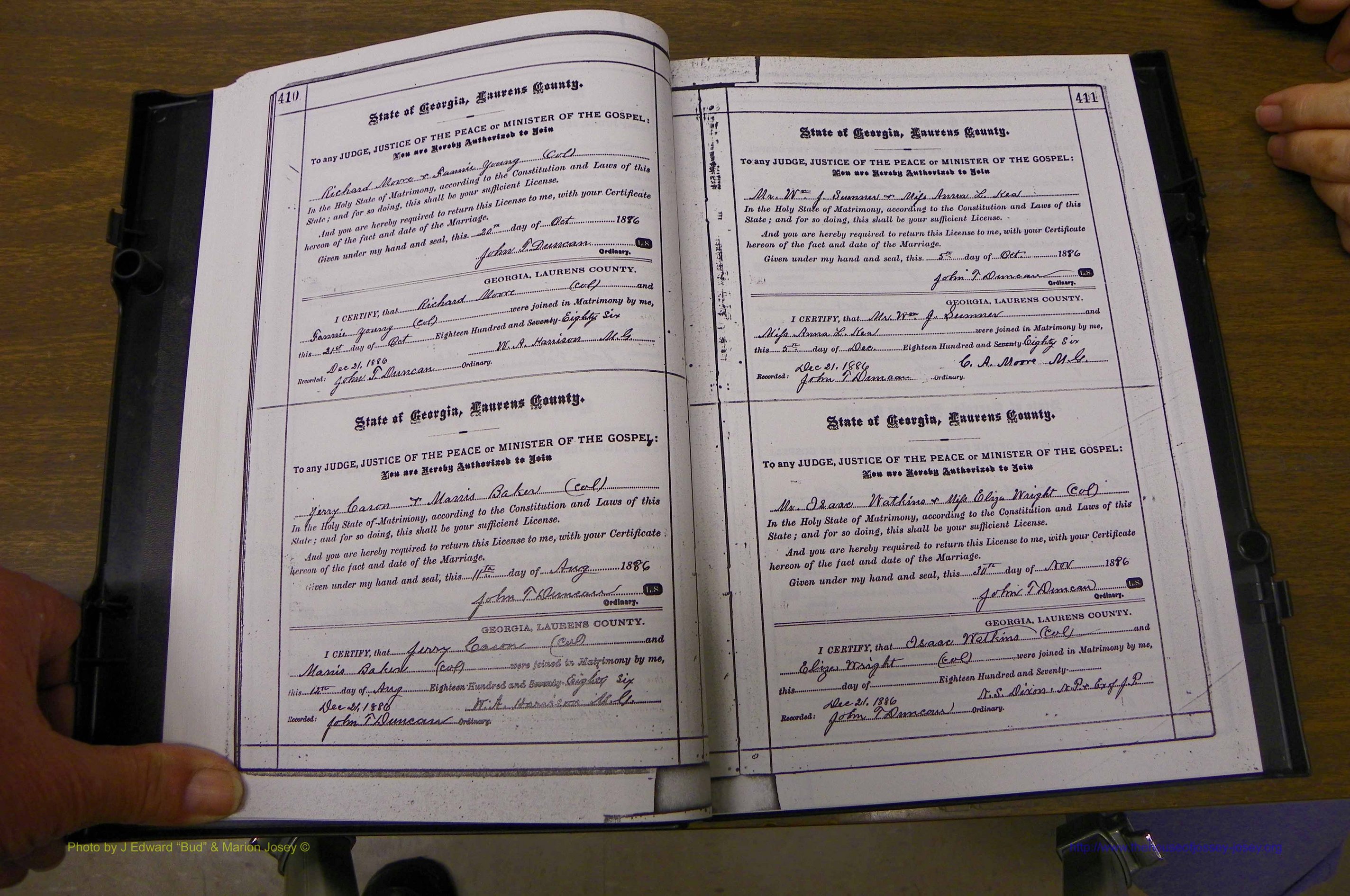 Laurens Co, GA, Marriages 1879 - 1886, P 410-411.JPG