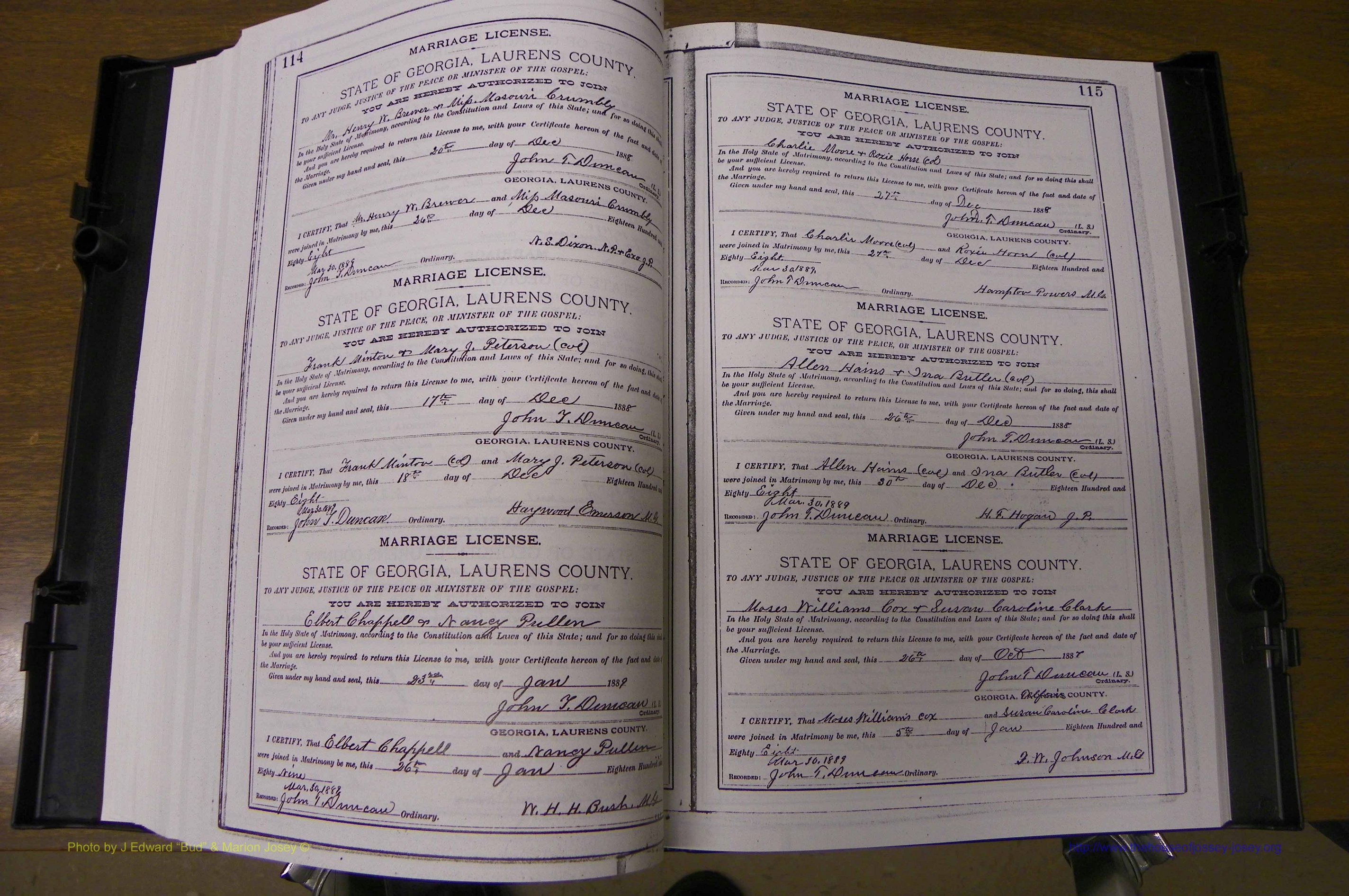 Laurens Co, GA, Marriages Book K, 1886 - 1896, P 114-115.JPG
