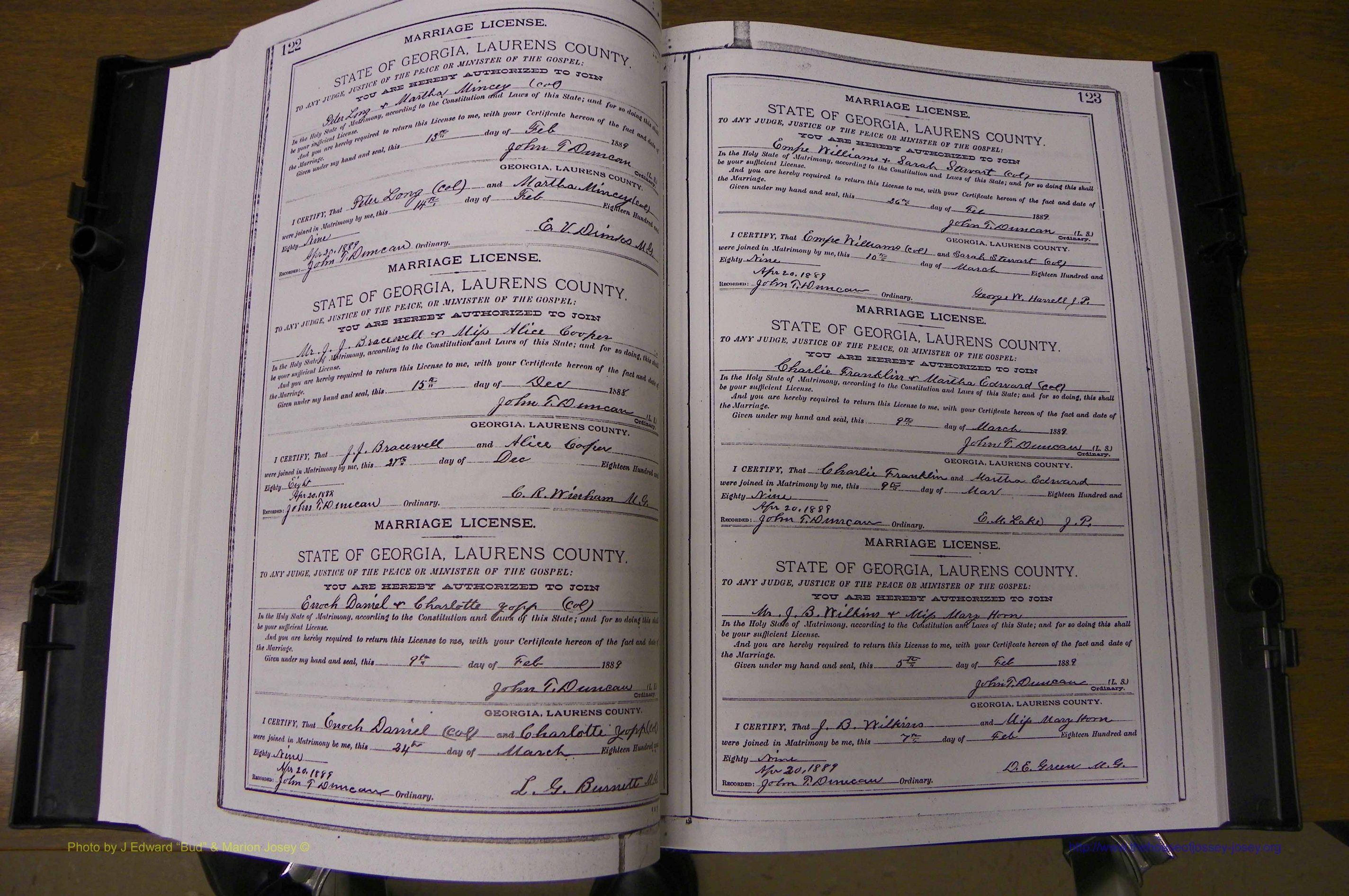 Laurens Co, GA, Marriages Book K, 1886 - 1896, P 122-123.JPG