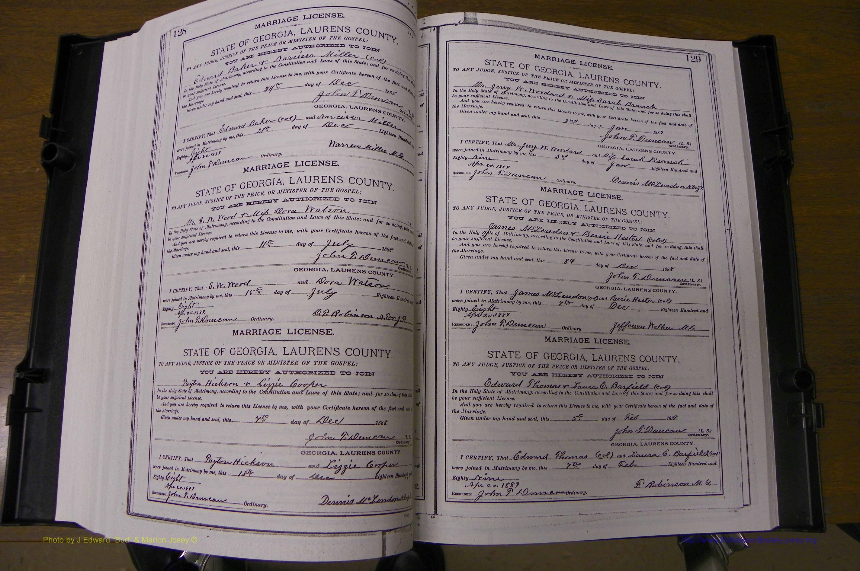 Laurens Co, GA, Marriages Book K, 1886 - 1896, P 128-129.JPG