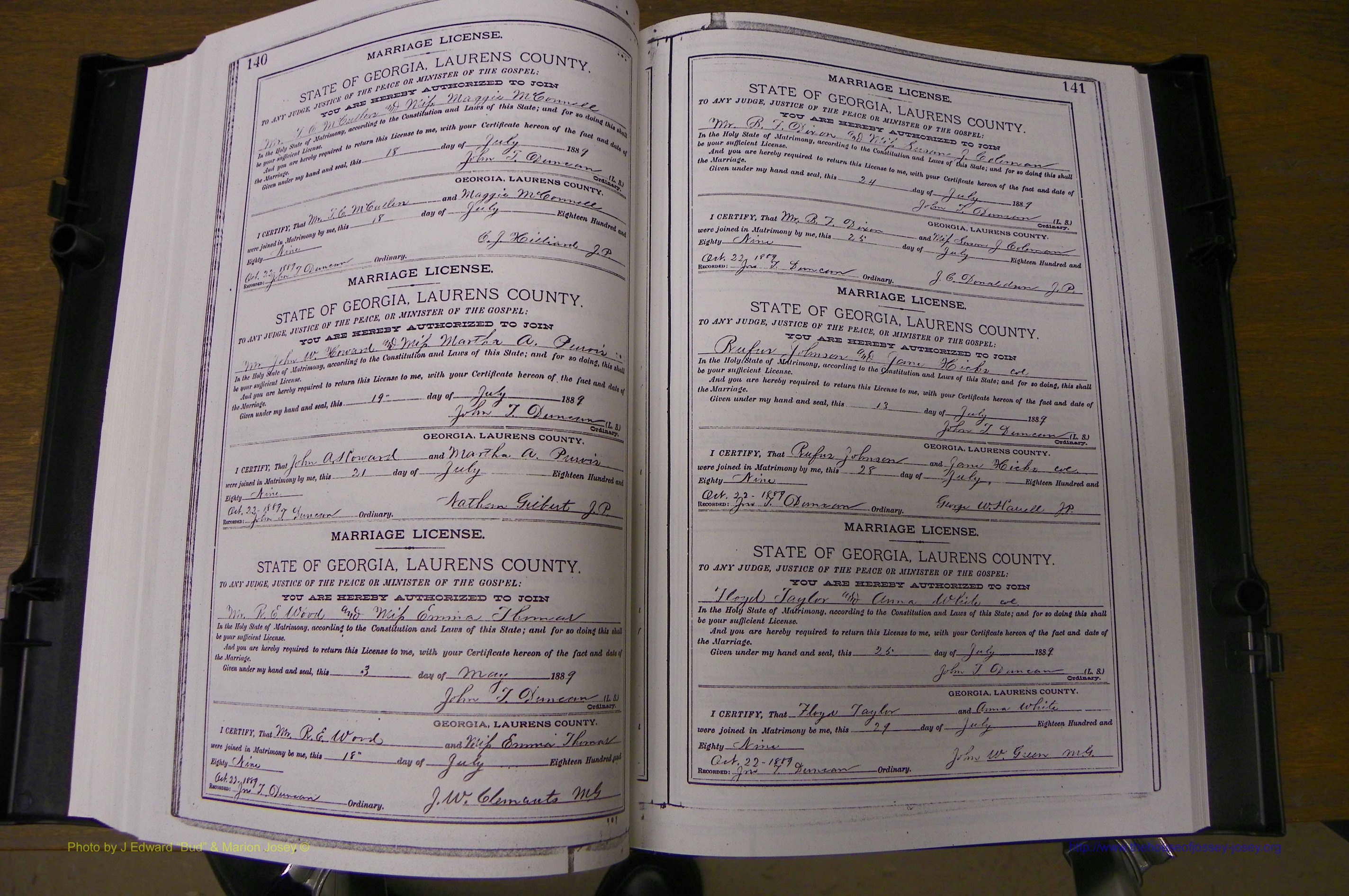 Laurens Co, GA, Marriages Book K, 1886 - 1896, P 140-141.JPG