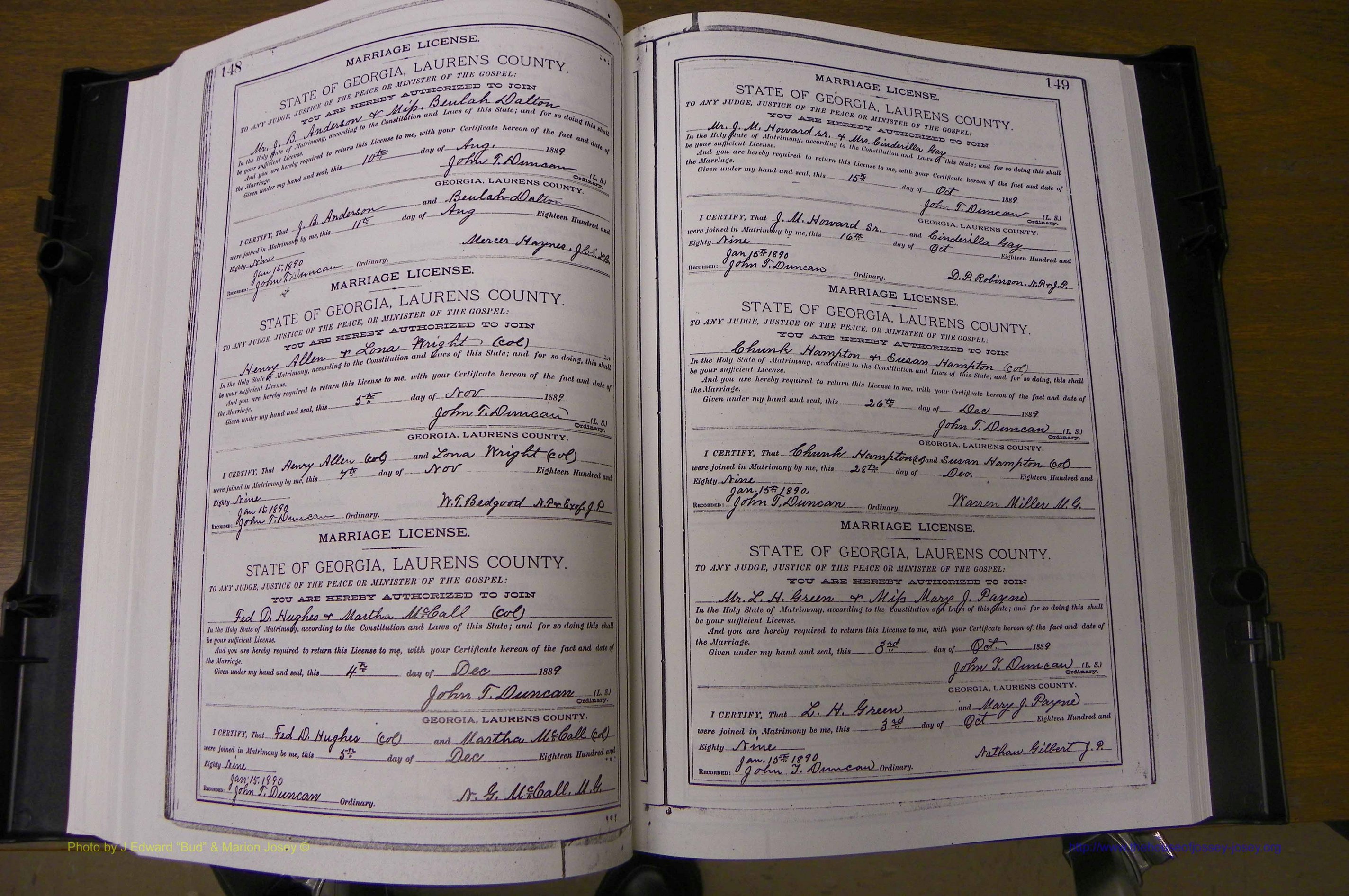 Laurens Co, GA, Marriages Book K, 1886 - 1896, P 148-149.JPG