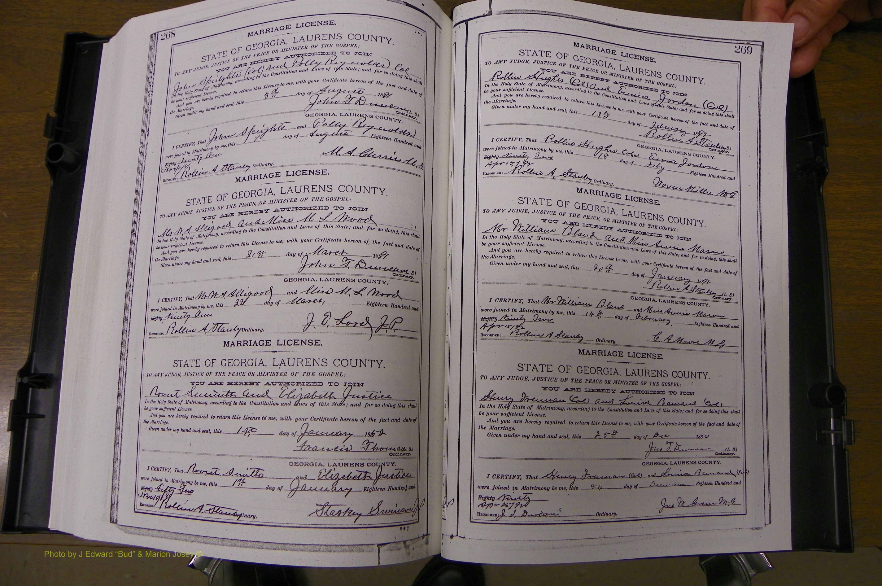 Laurens Co, GA, Marriages Book K, 1886 - 1896, P 268-269.JPG