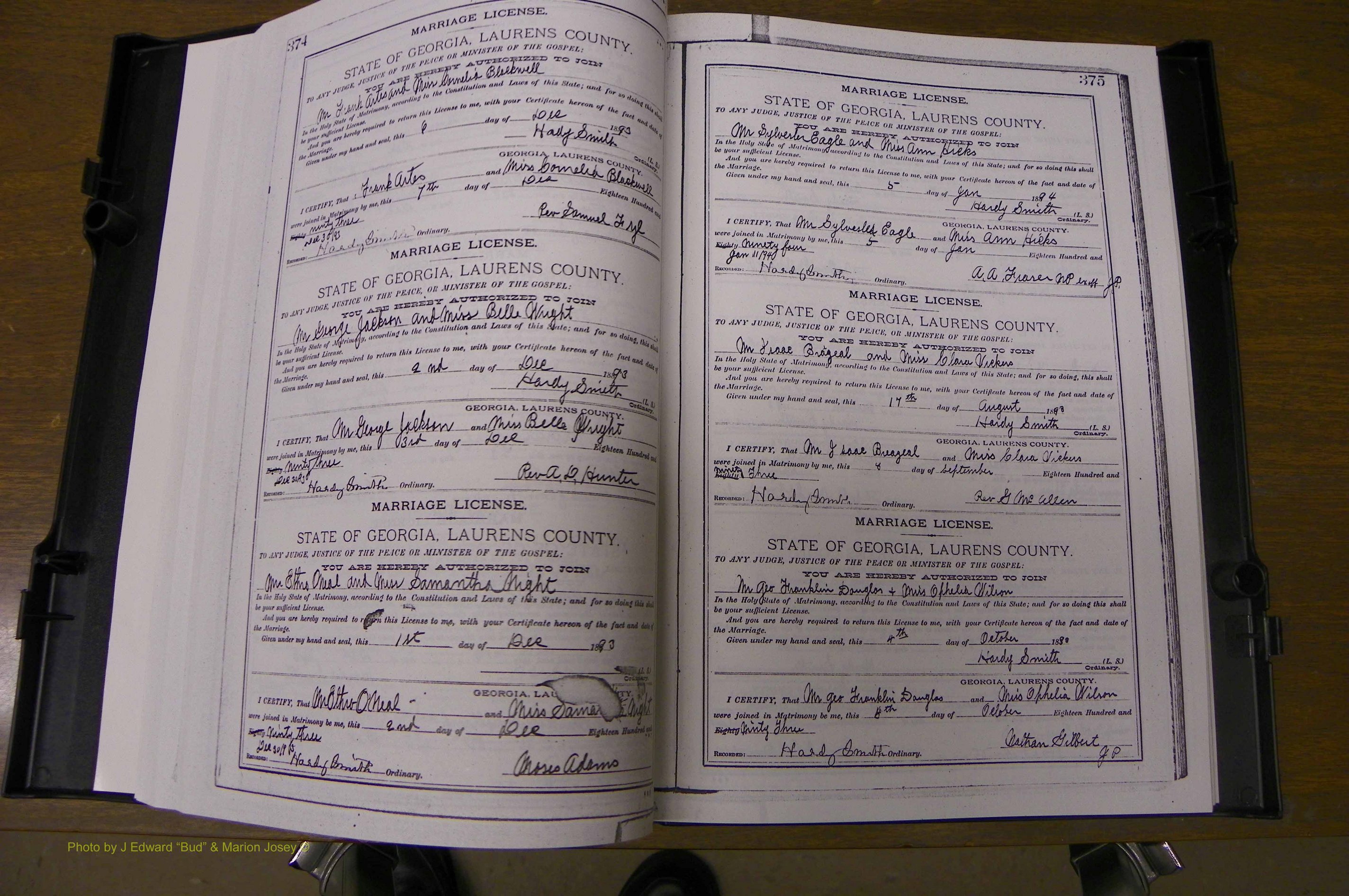 Laurens Co, GA, Marriages Book K, 1886 - 1896, P 374-375.JPG
