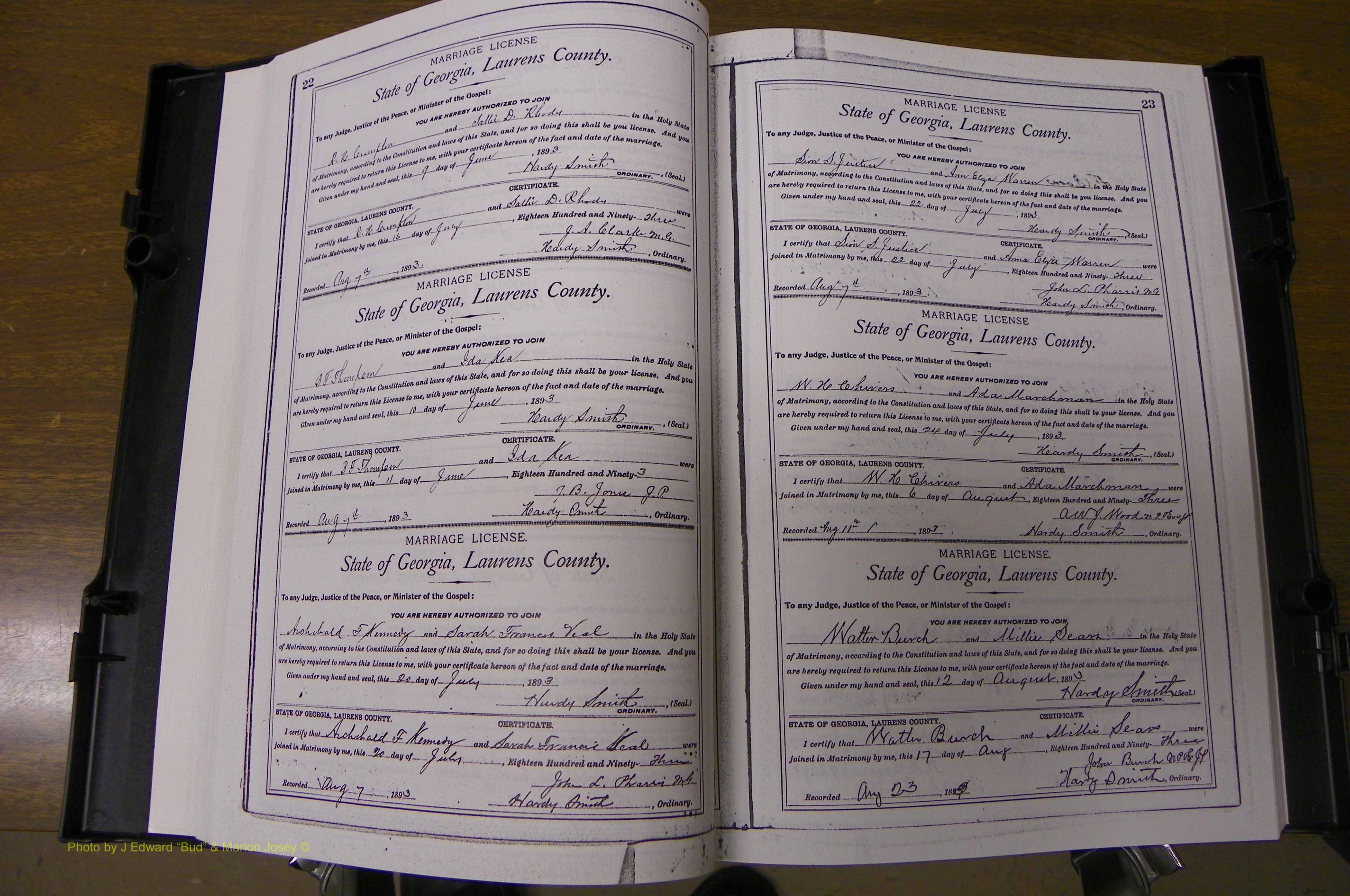 Laurens Co, GA, Marriages Book L, 1892 - 1906, P 022-023.JPG