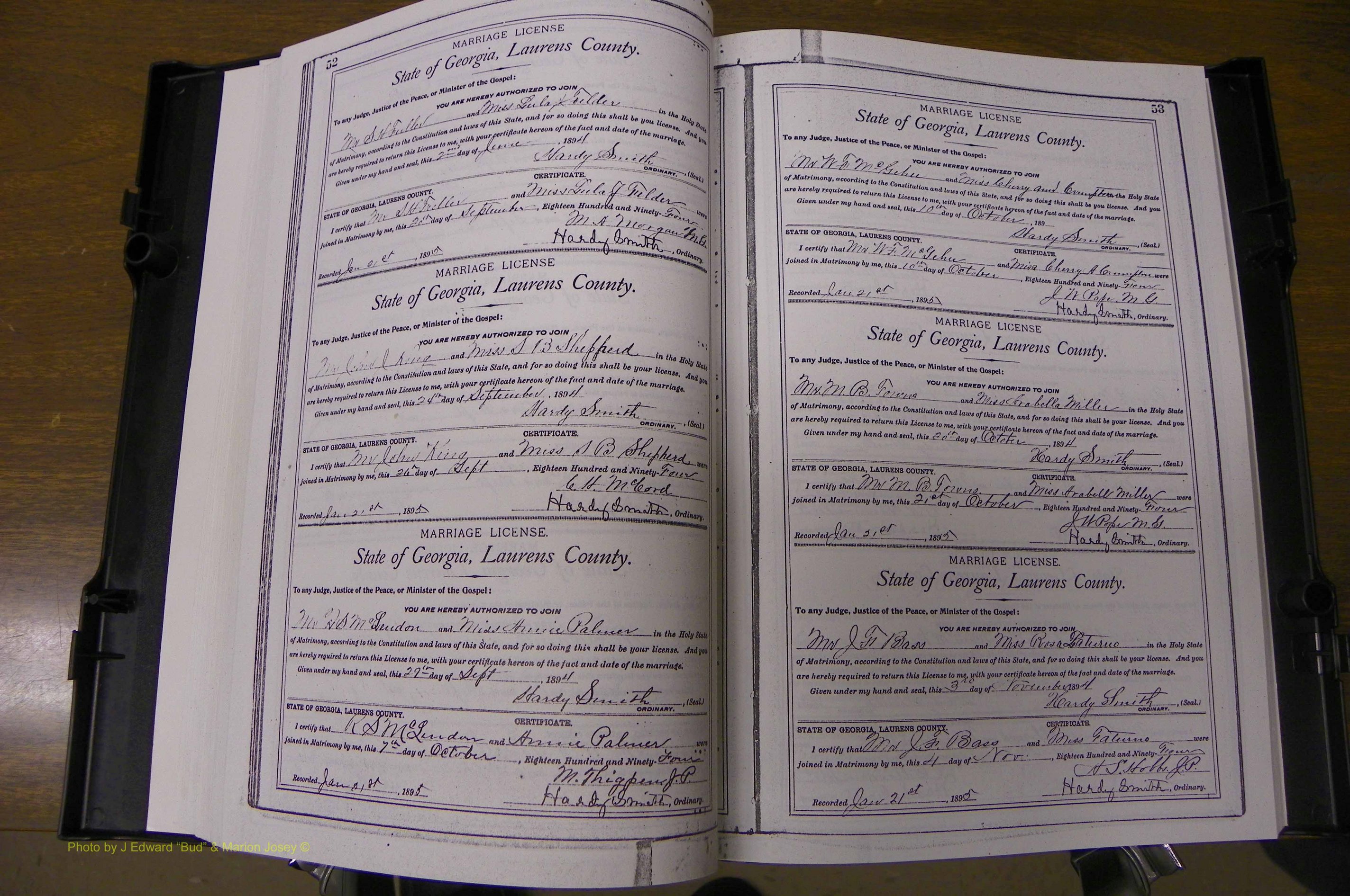 Laurens Co, GA, Marriages Book L, 1892 - 1906, P 052-053.JPG