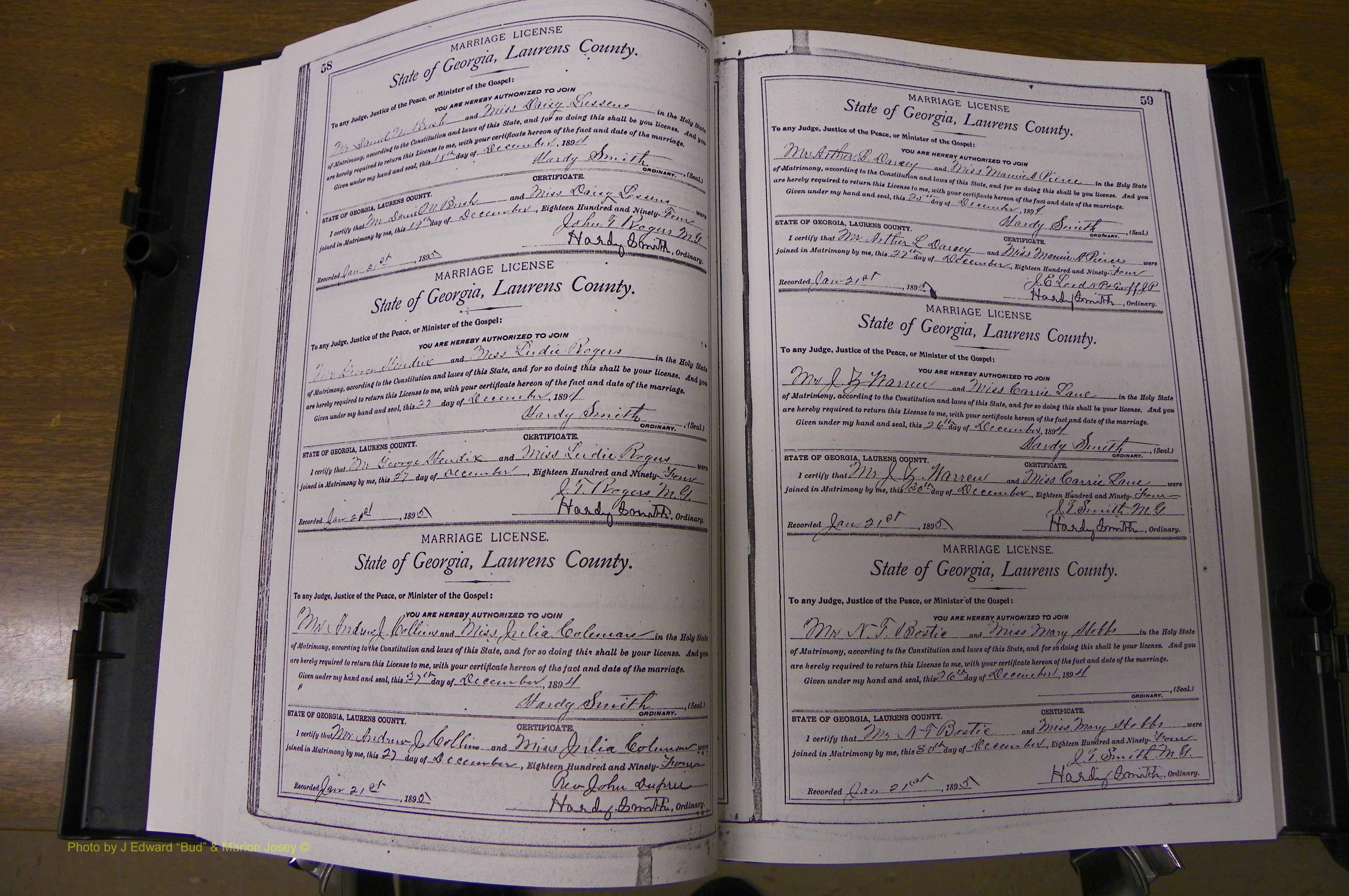 Laurens Co, GA, Marriages Book L, 1892 - 1906, P 058-059.JPG
