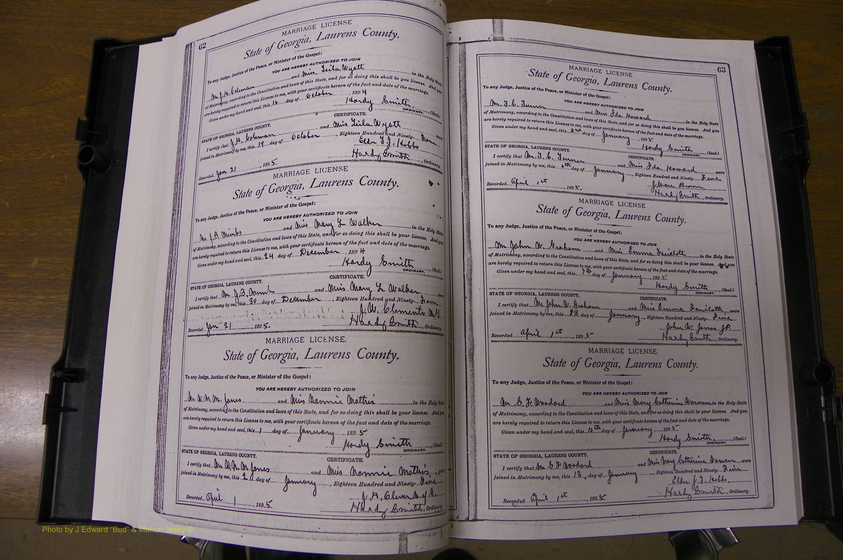 Laurens Co, GA, Marriages Book L, 1892 - 1906, P 062-063.JPG
