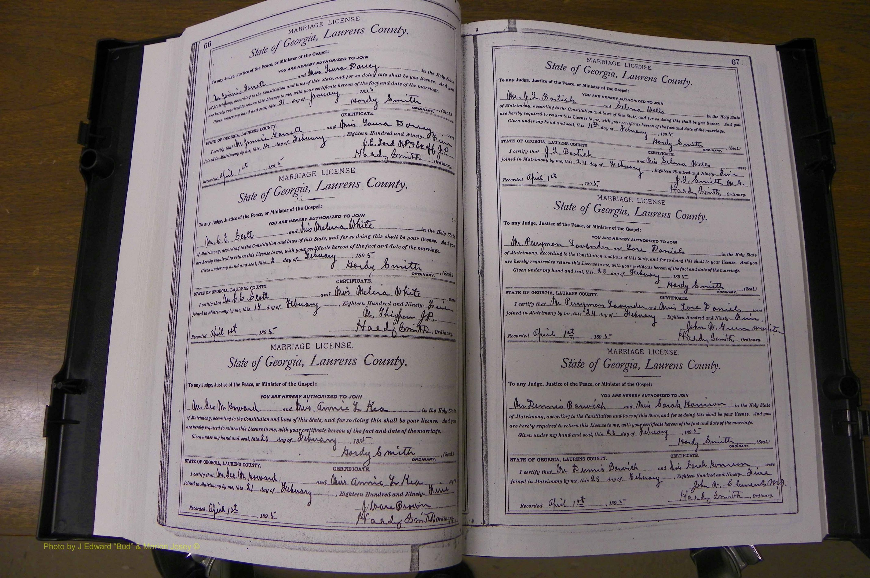 Laurens Co, GA, Marriages Book L, 1892 - 1906, P 066-067.JPG