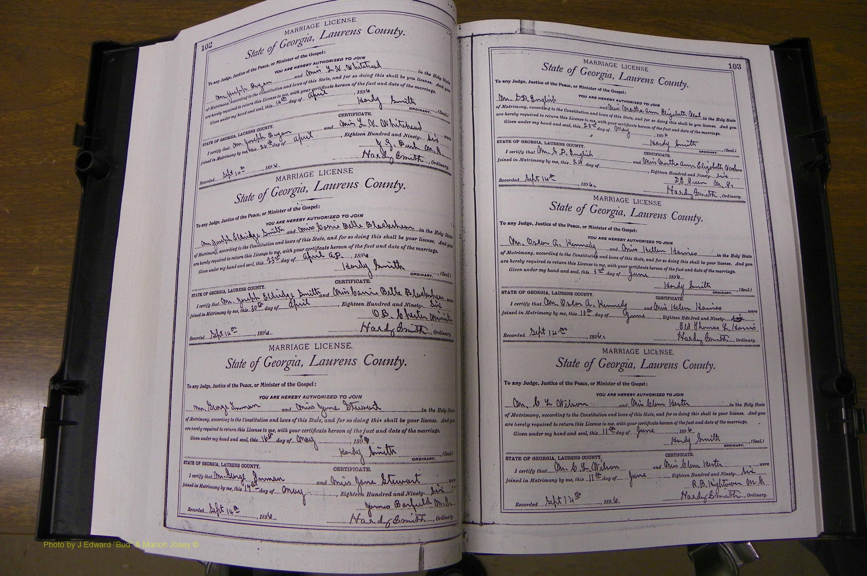 Laurens Co, GA, Marriages Book L, 1892 - 1906, P 102-103.JPG
