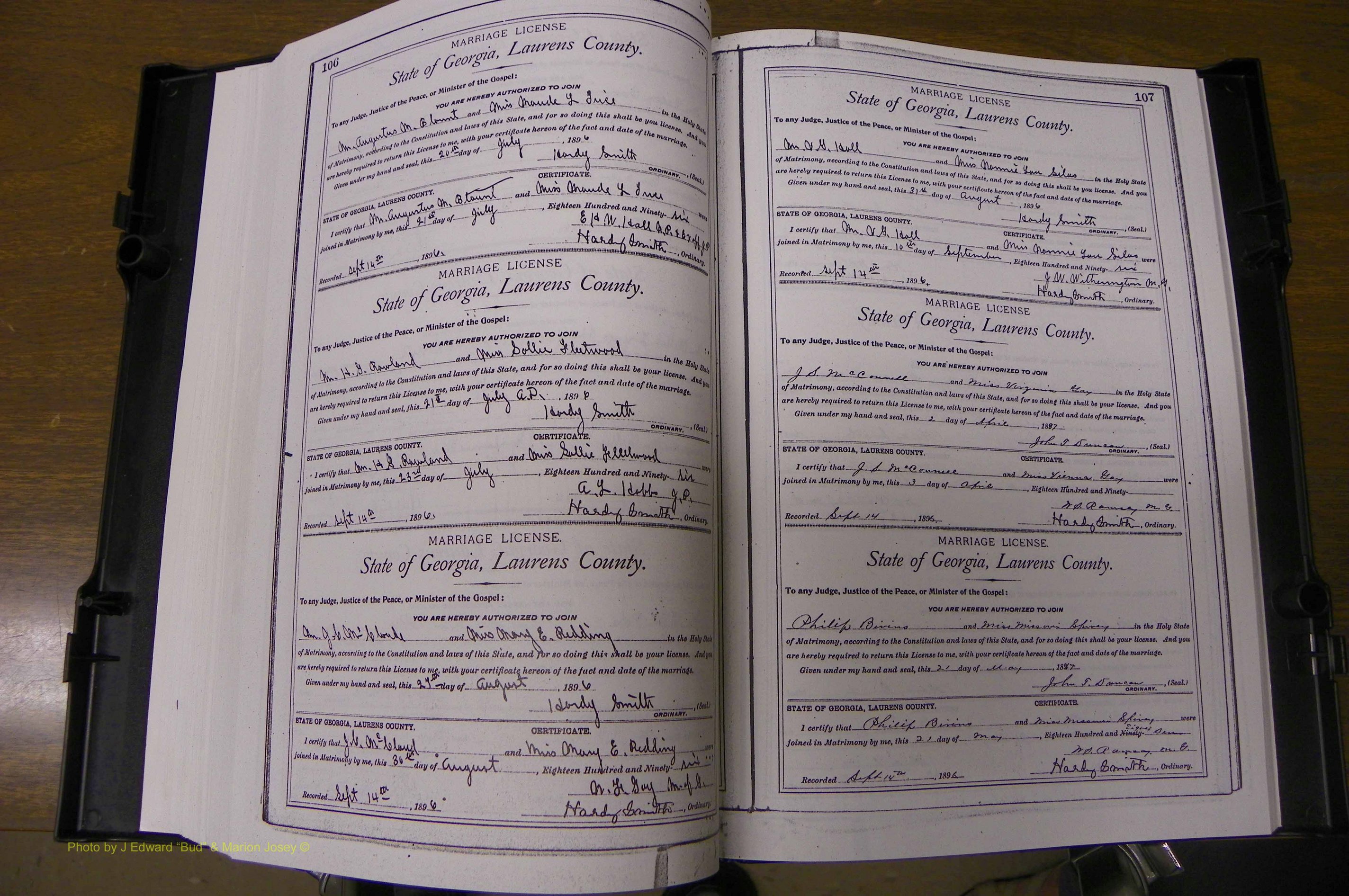 Laurens Co, GA, Marriages Book L, 1892 - 1906, P 106-107.JPG