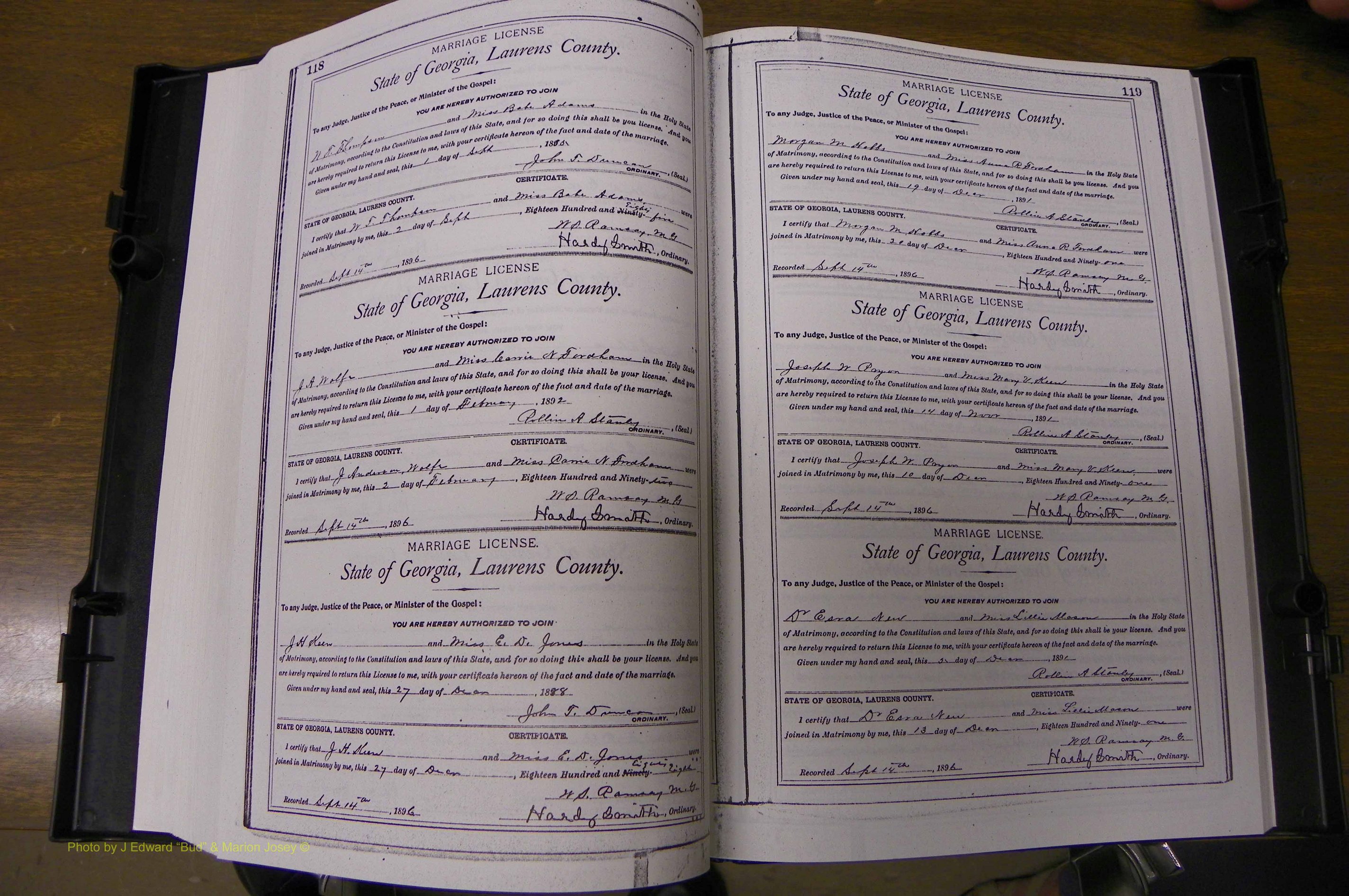 Laurens Co, GA, Marriages Book L, 1892 - 1906, P 118-119.JPG