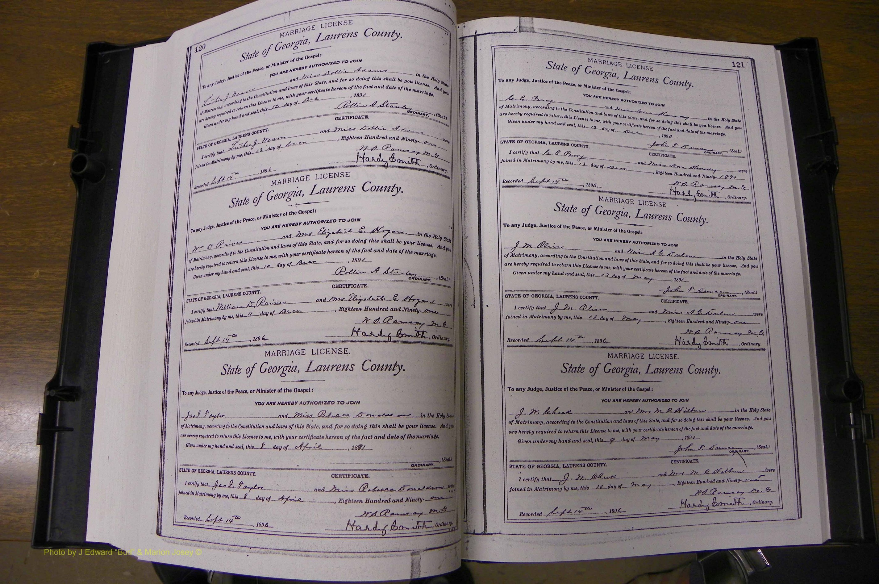 Laurens Co, GA, Marriages Book L, 1892 - 1906, P 120-121.JPG