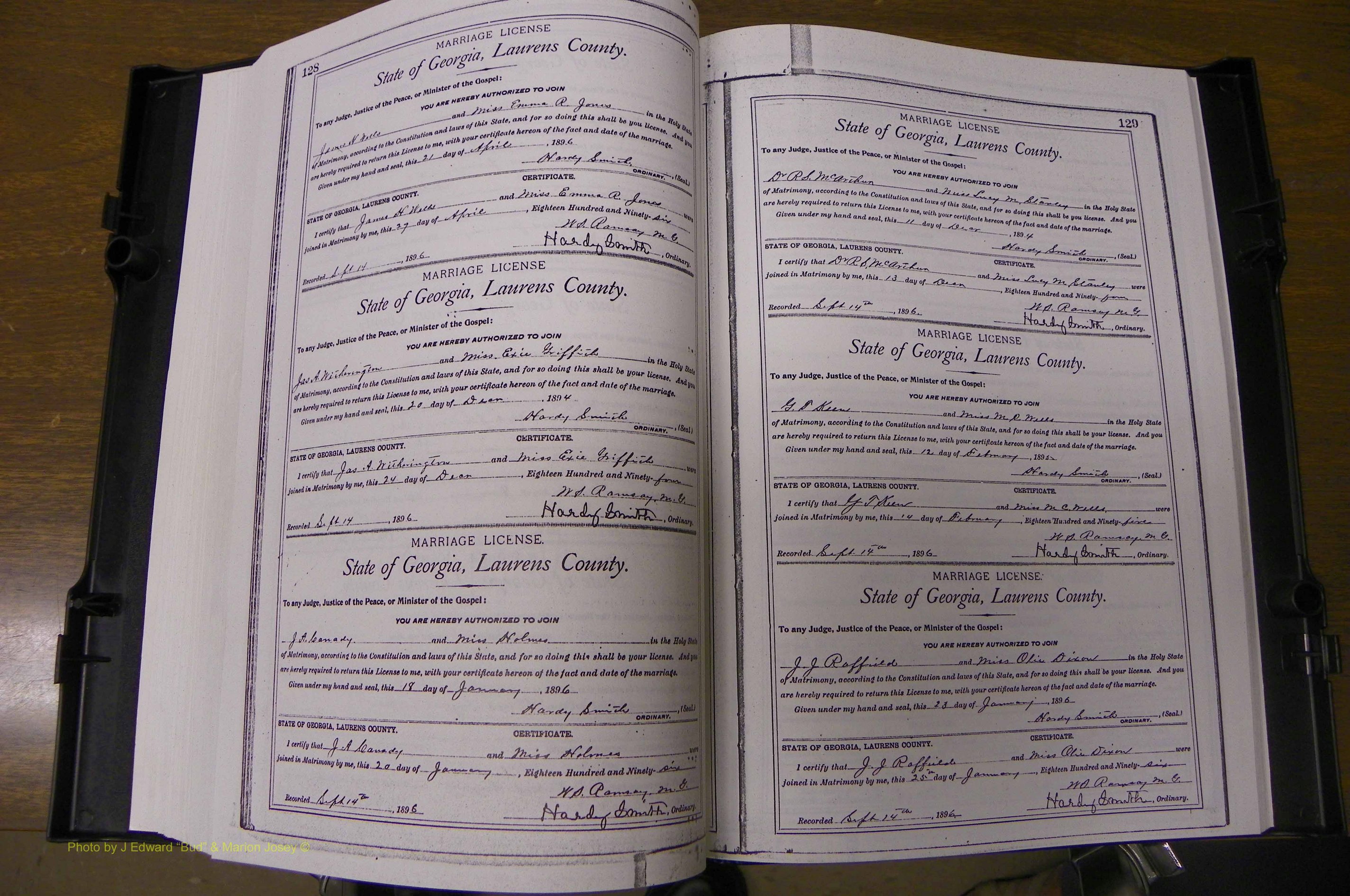 Laurens Co, GA, Marriages Book L, 1892 - 1906, P 128-129.JPG