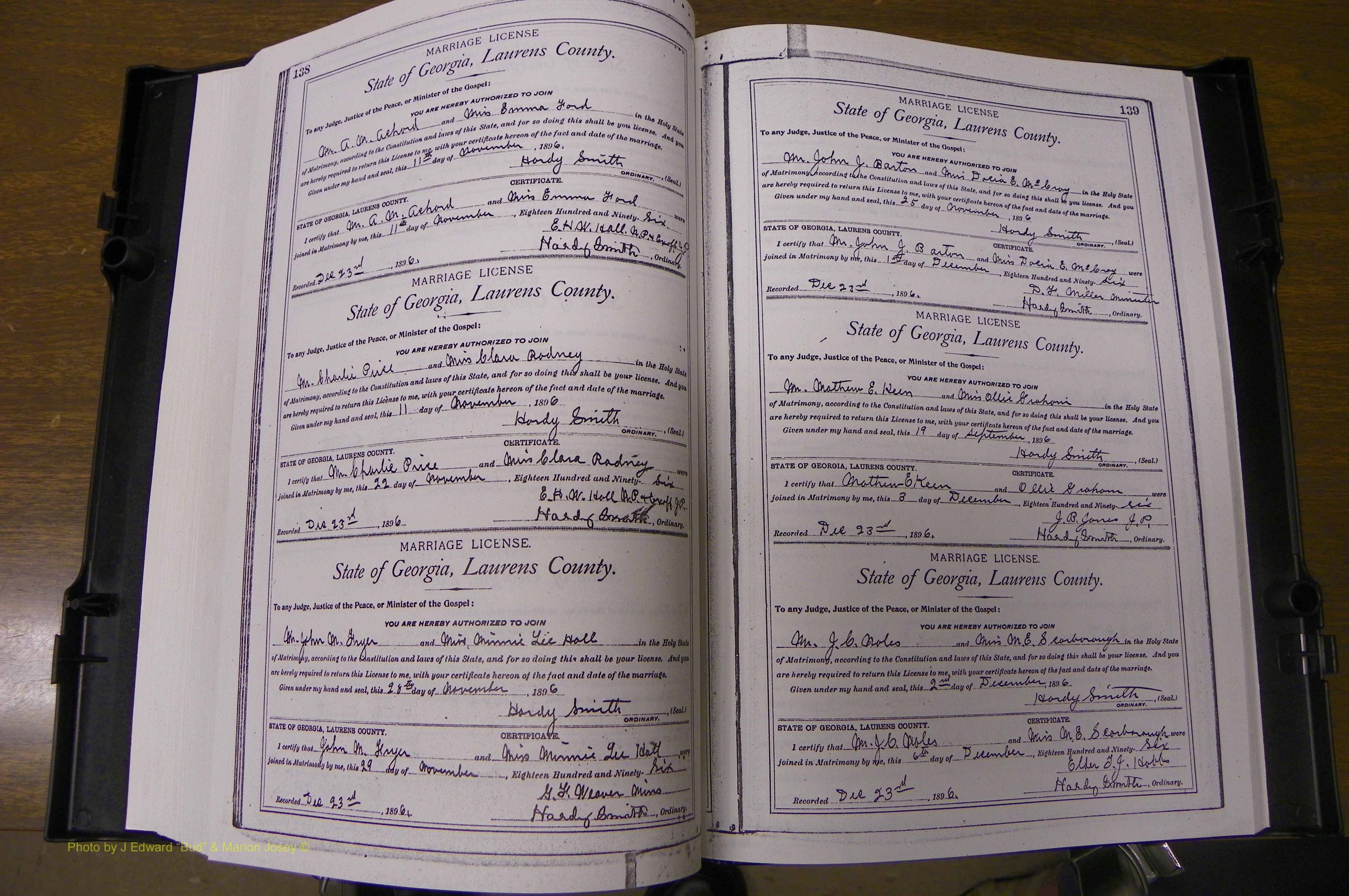 Laurens Co, GA, Marriages Book L, 1892 - 1906, P 138-139.JPG