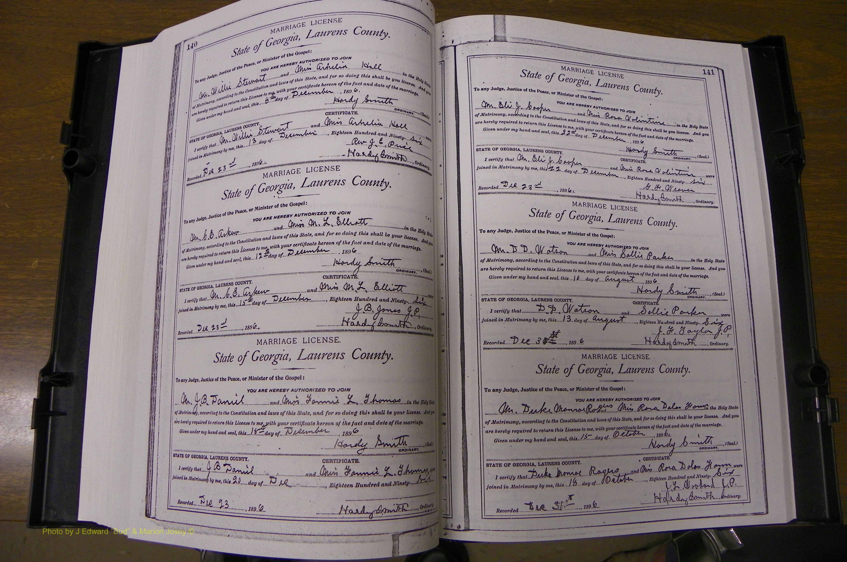 Laurens Co, GA, Marriages Book L, 1892 - 1906, P 140-141.JPG