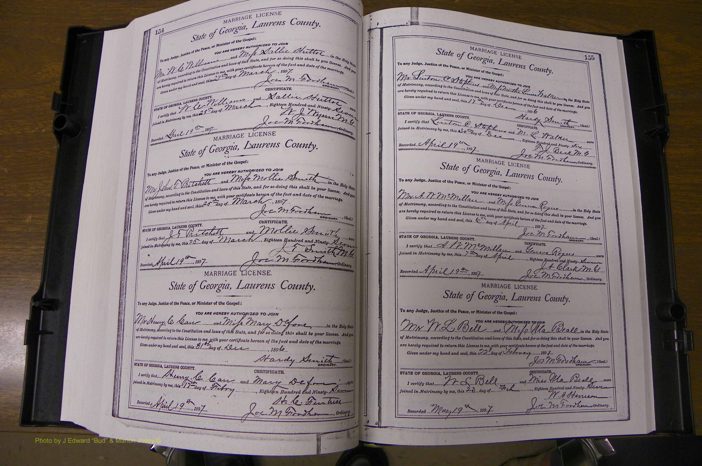 Laurens Co, GA, Marriages Book L, 1892 - 1906, P 154-155.JPG
