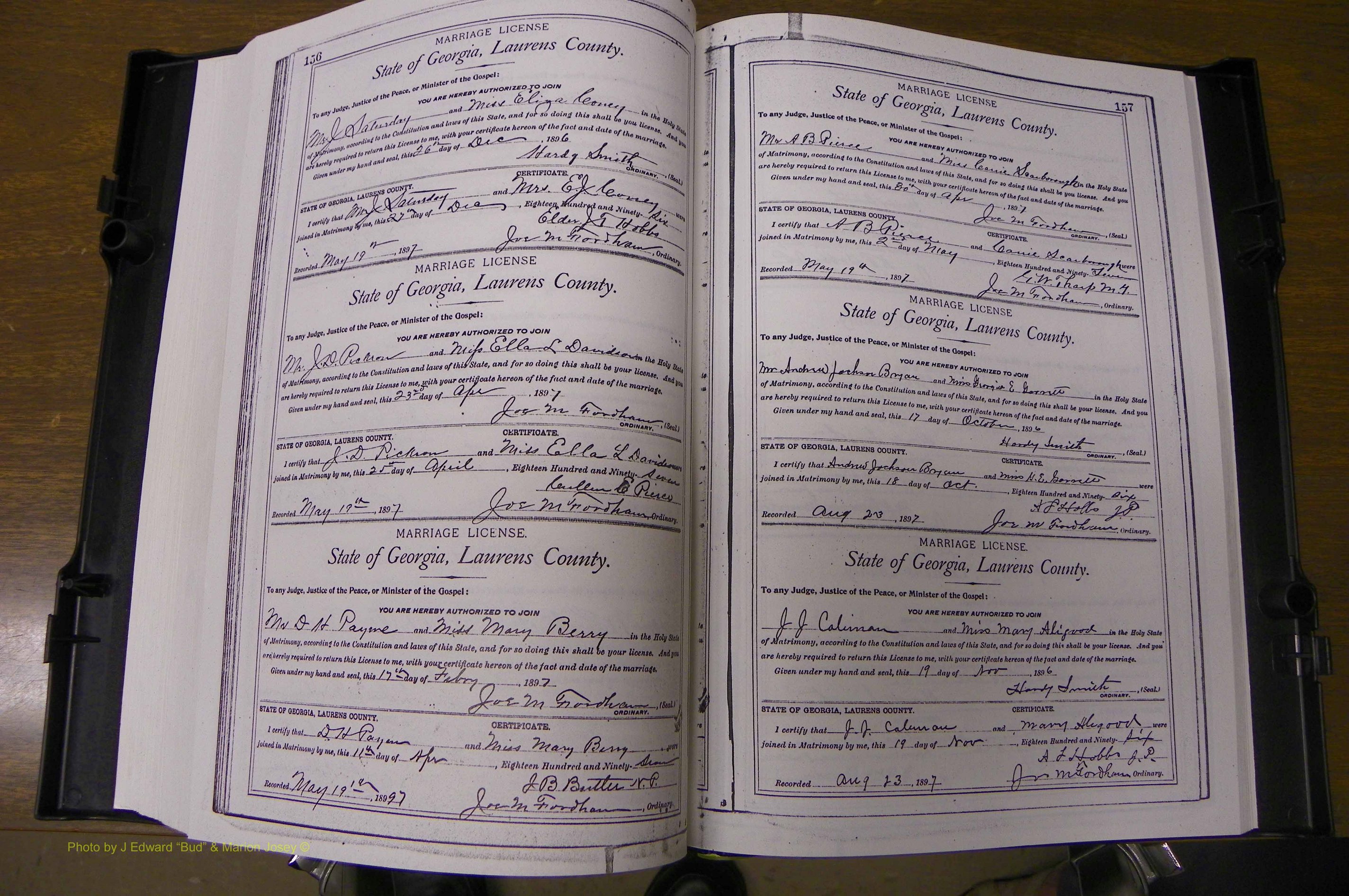 Laurens Co, GA, Marriages Book L, 1892 - 1906, P 156-157.JPG