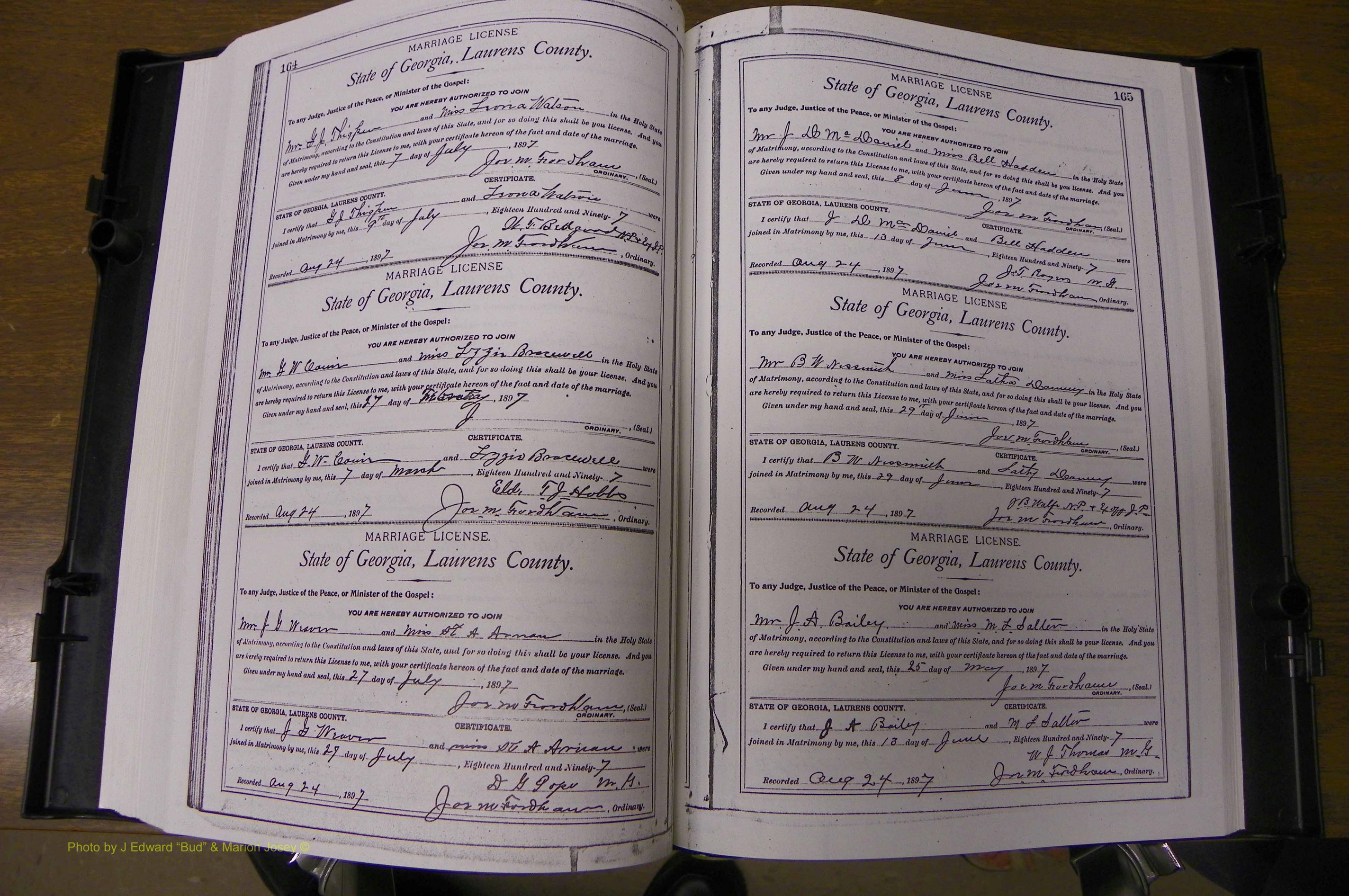 Laurens Co, GA, Marriages Book L, 1892 - 1906, P 164-165.JPG