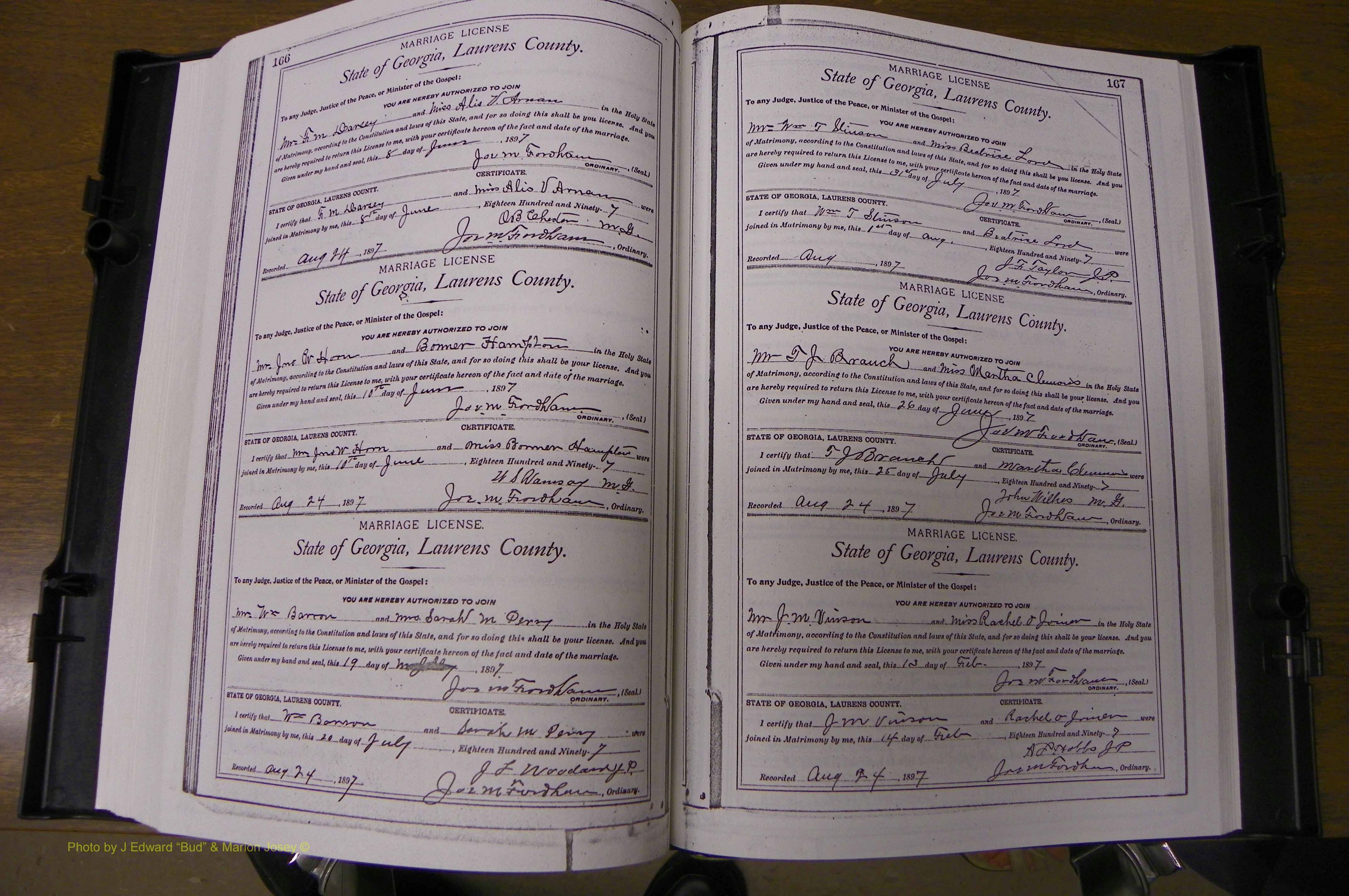 Laurens Co, GA, Marriages Book L, 1892 - 1906, P 166-167.JPG