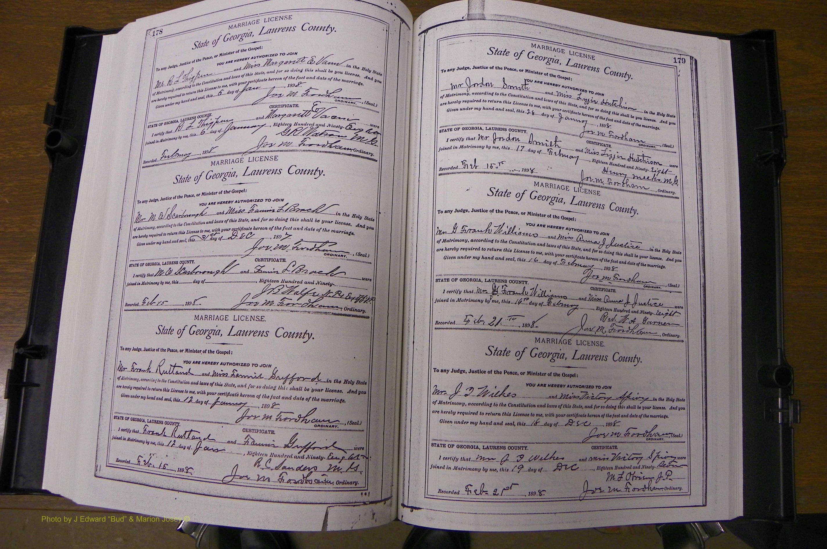 Laurens Co, GA, Marriages Book L, 1892 - 1906, P 178-179.JPG