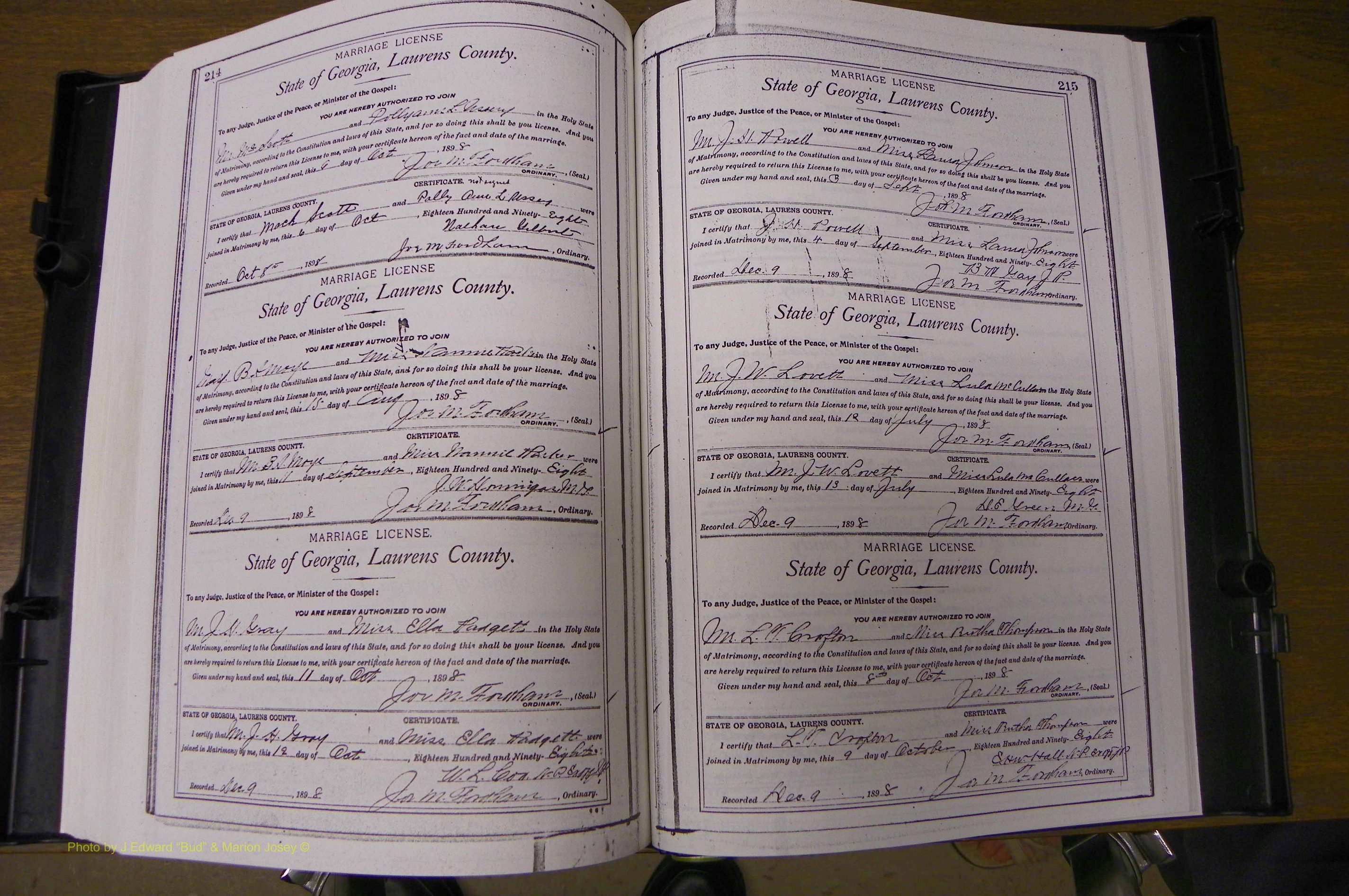 Laurens Co, GA, Marriages Book L, 1892 - 1906, P 214-215.JPG