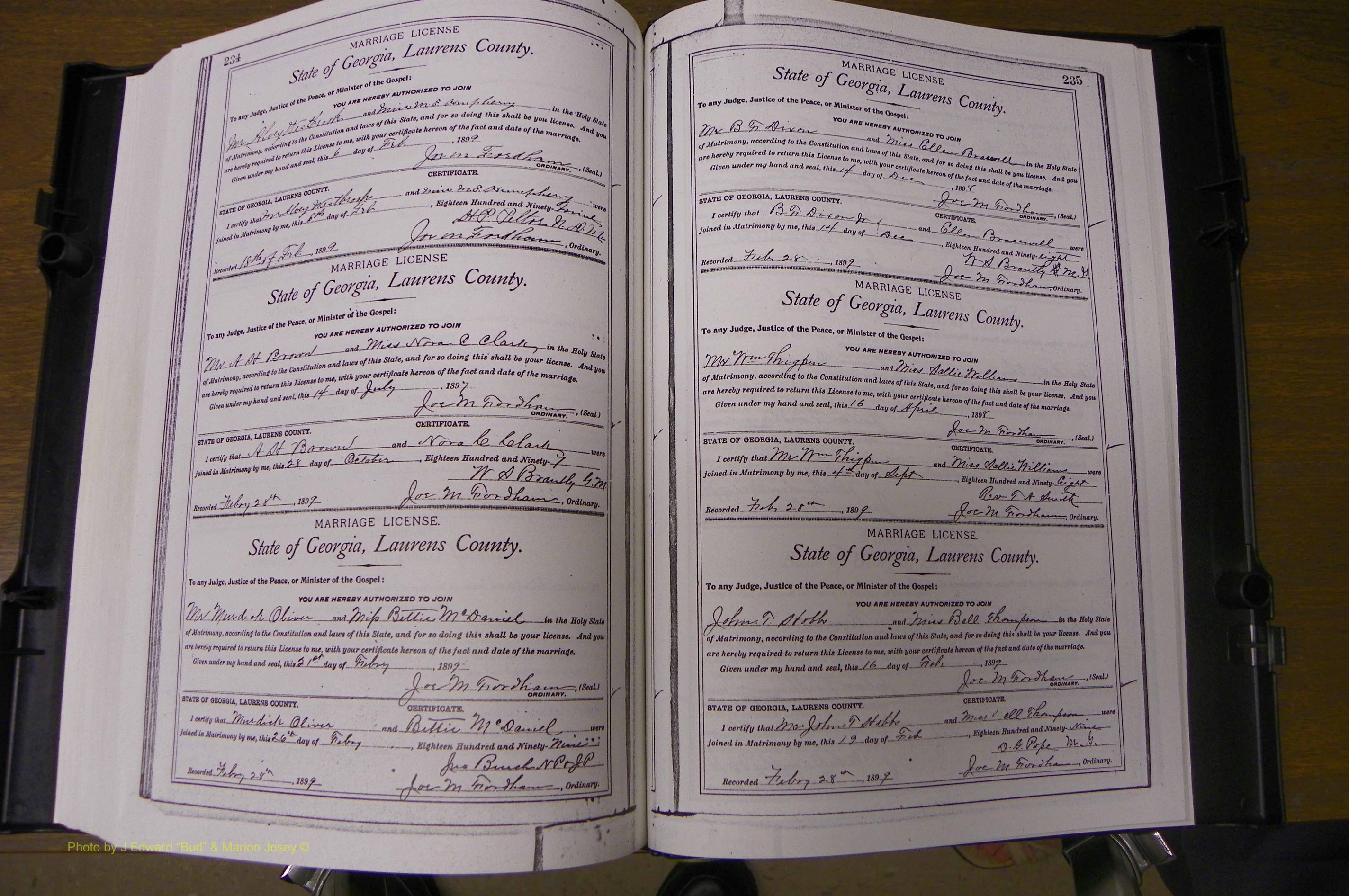 Laurens Co, GA, Marriages Book L, 1892 - 1906, P 234-235.JPG