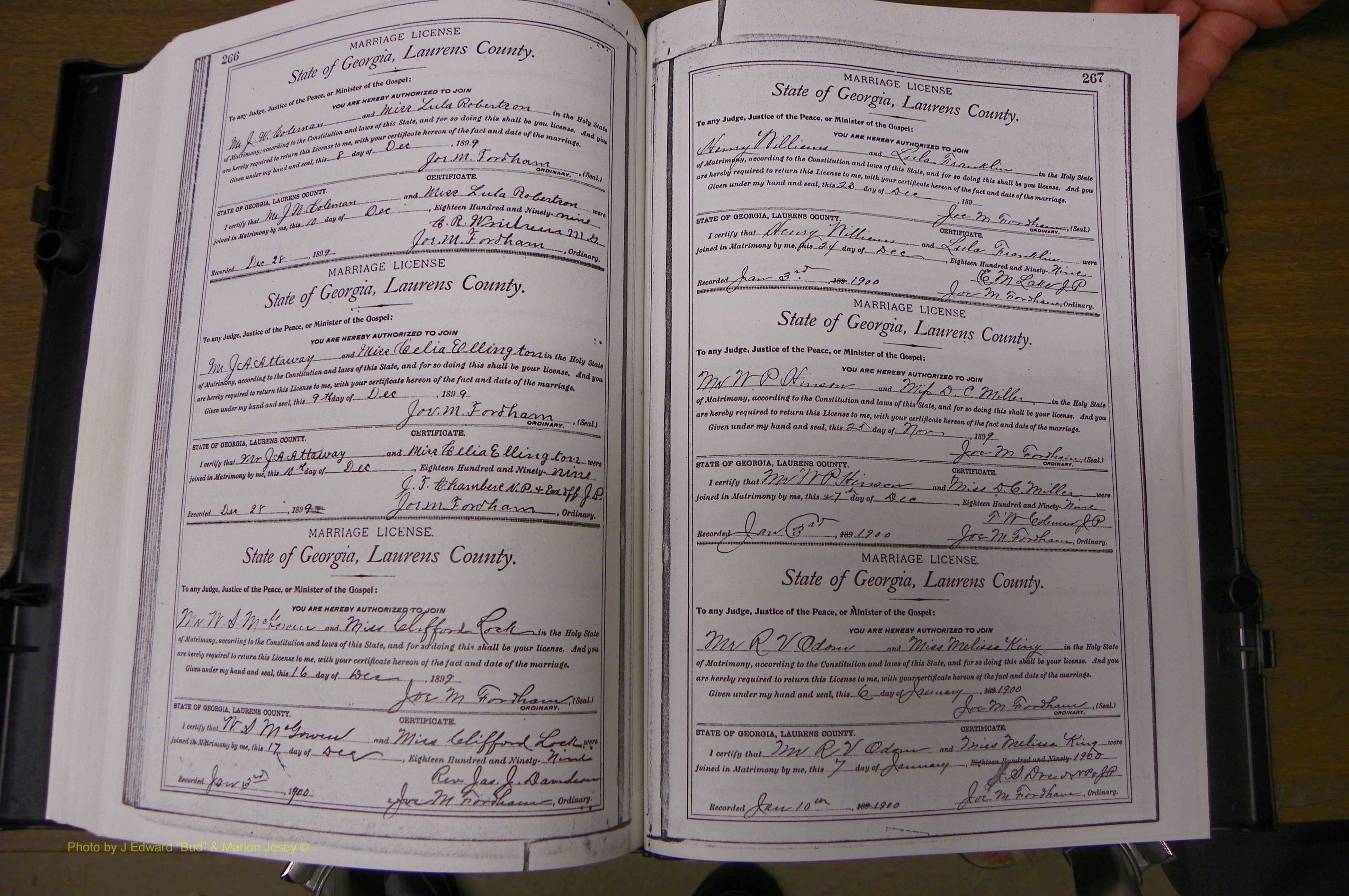 Laurens Co, GA, Marriages Book L, 1892 - 1906, P 266-267.JPG