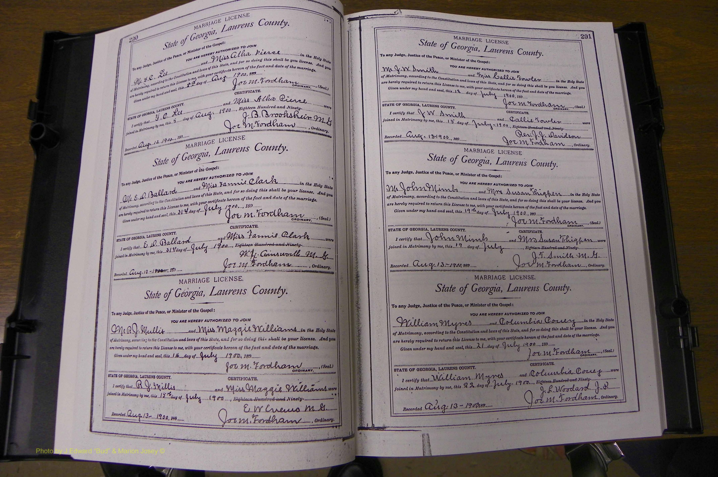 Laurens Co, GA, Marriages Book L, 1892 - 1906, P 290-291.JPG