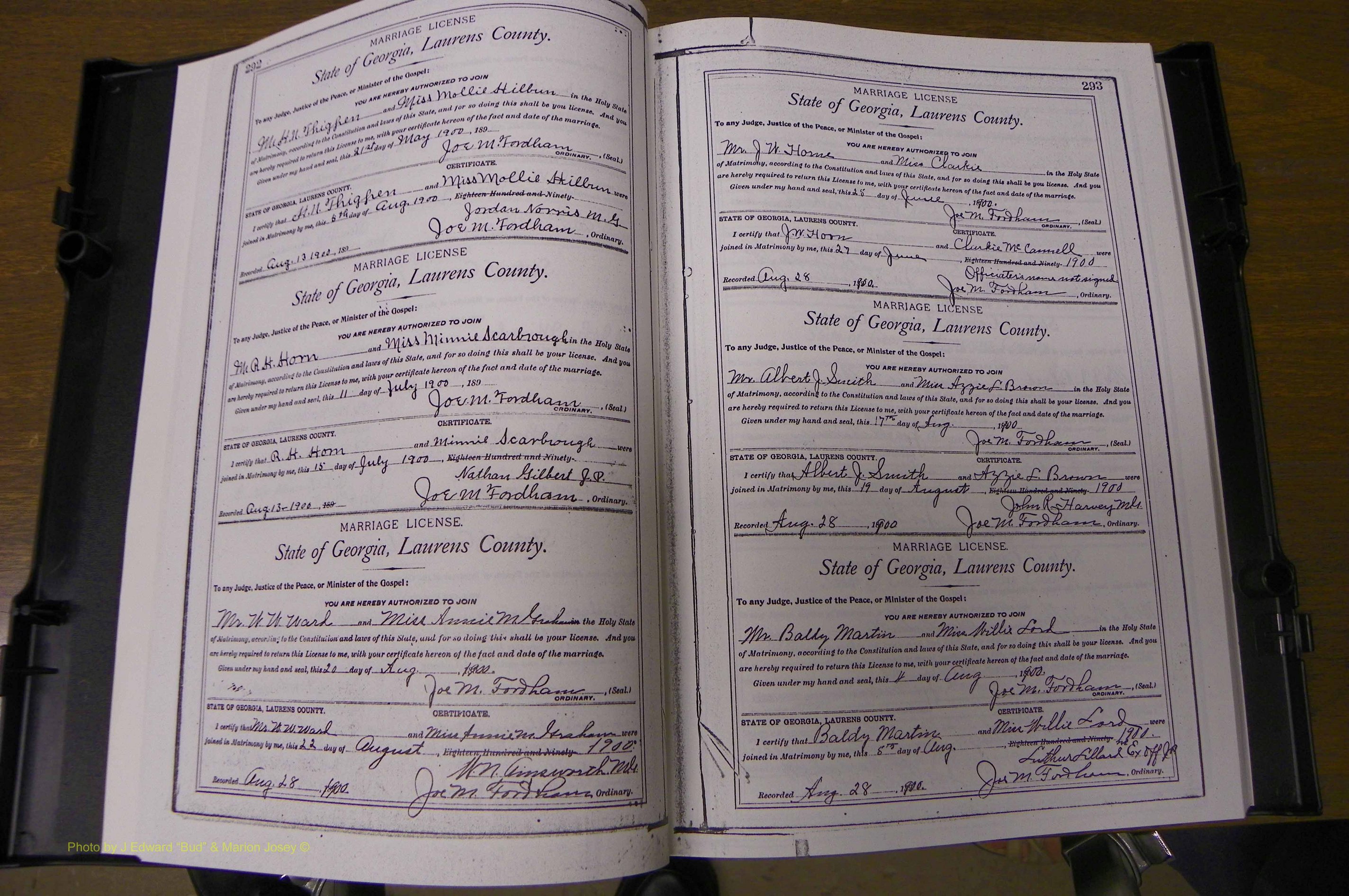 Laurens Co, GA, Marriages Book L, 1892 - 1906, P 292-293.JPG