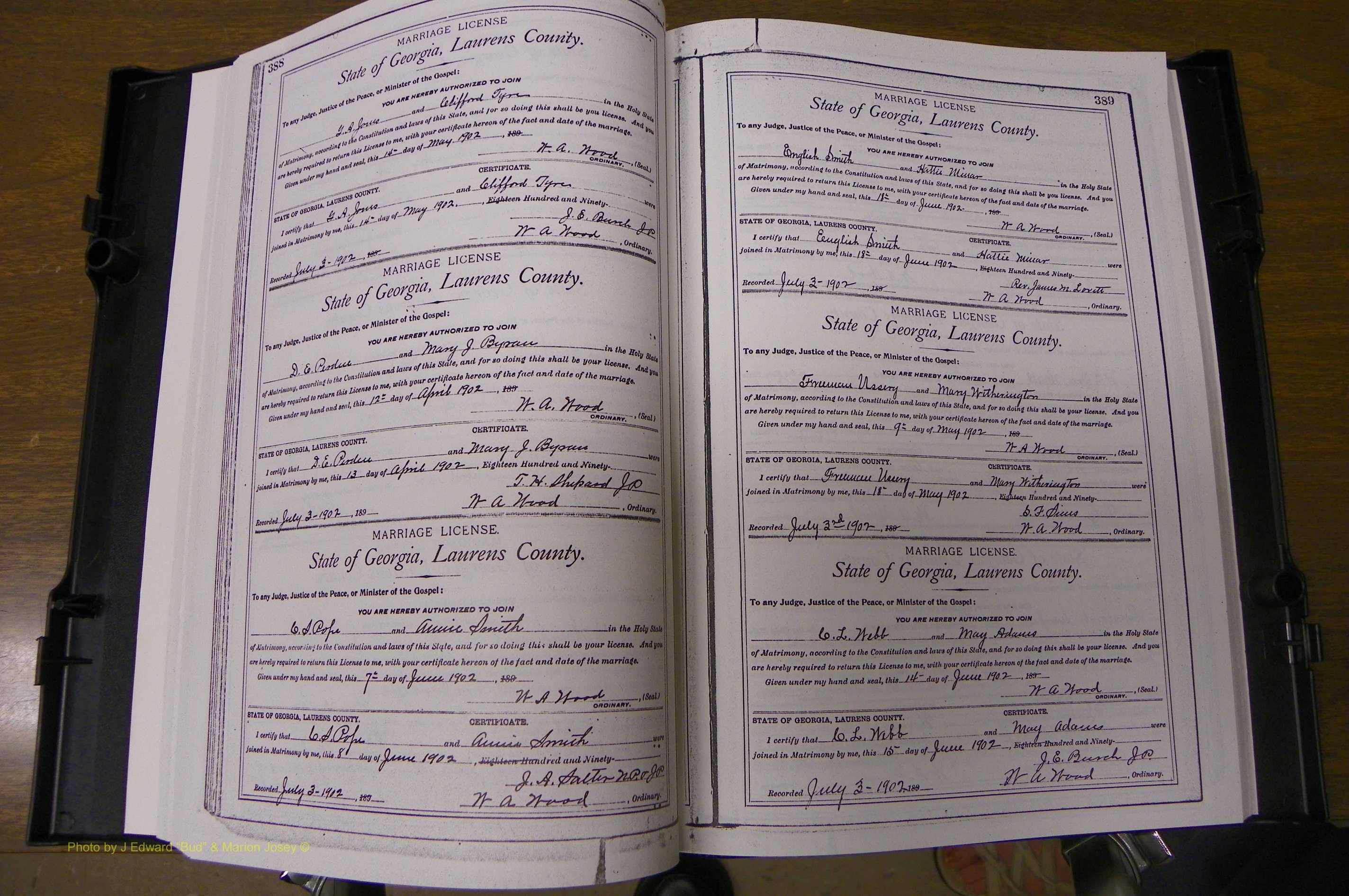 Laurens Co, GA, Marriages Book L, 1892 - 1906, P 388-389.JPG