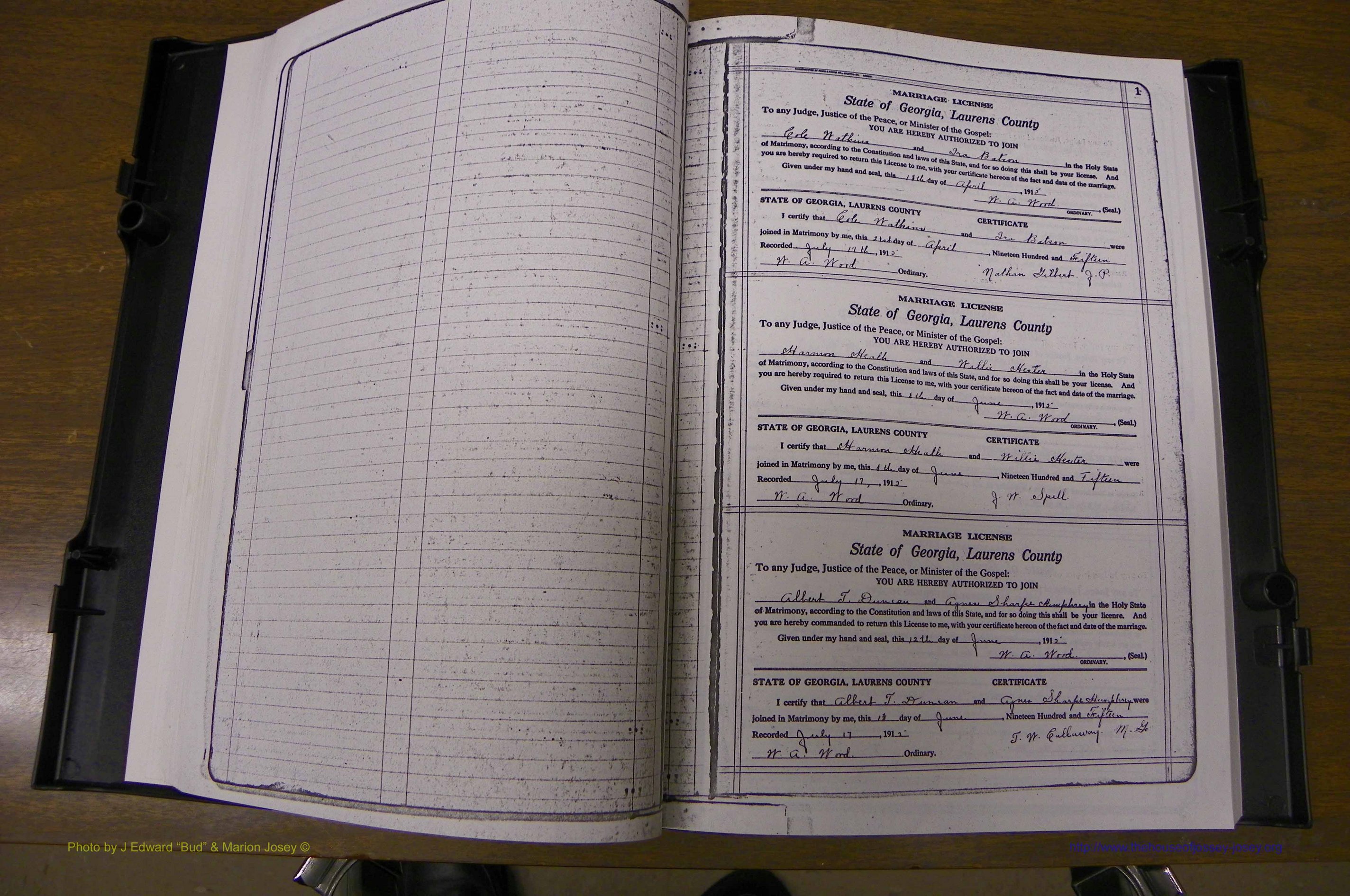 Laurens Co, GA, Marriages Book P, 1915 - 1924, White, P 001.JPG