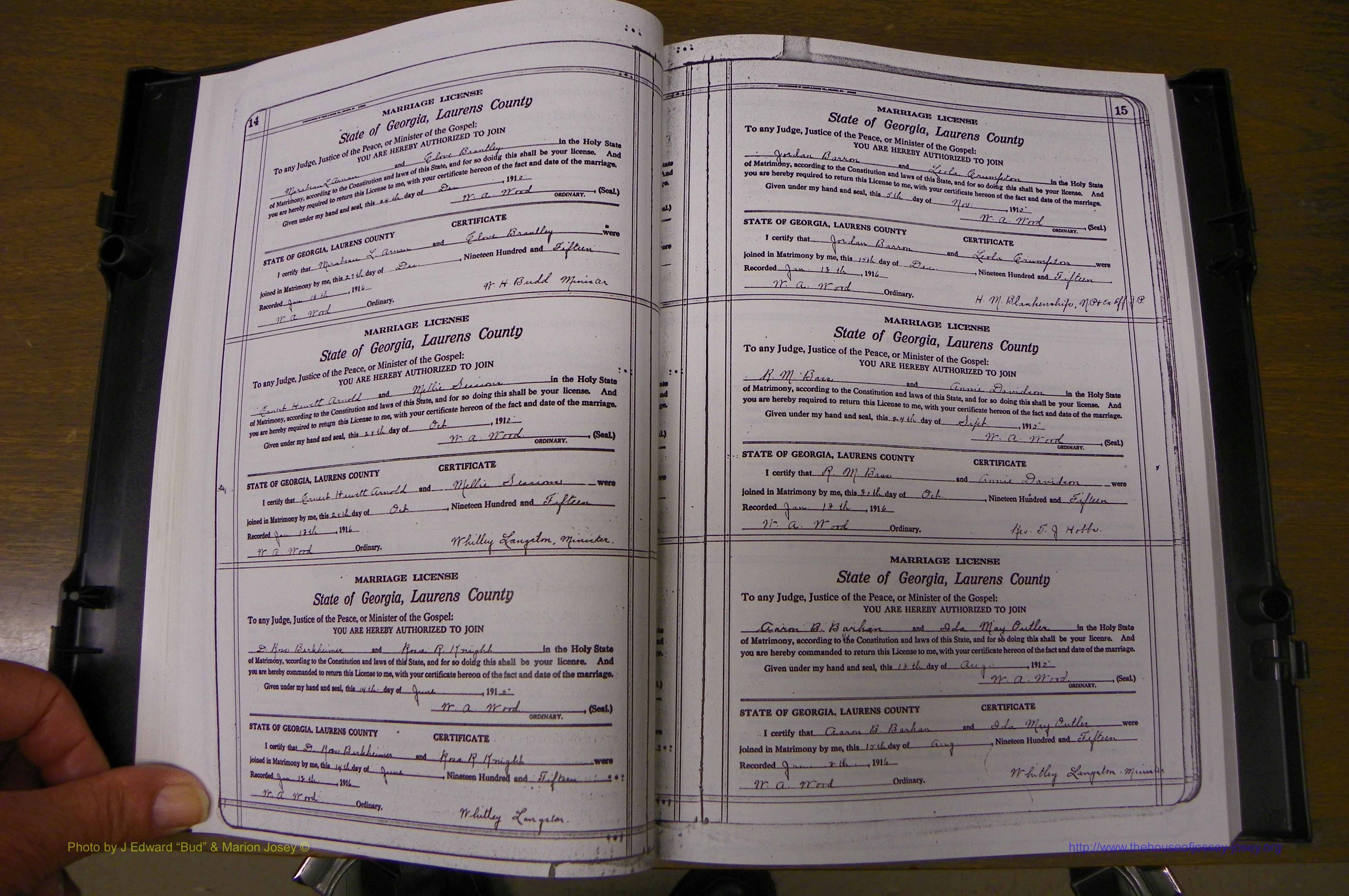 Laurens Co, GA, Marriages Book P, 1915 - 1924, White, P 014-015.JPG